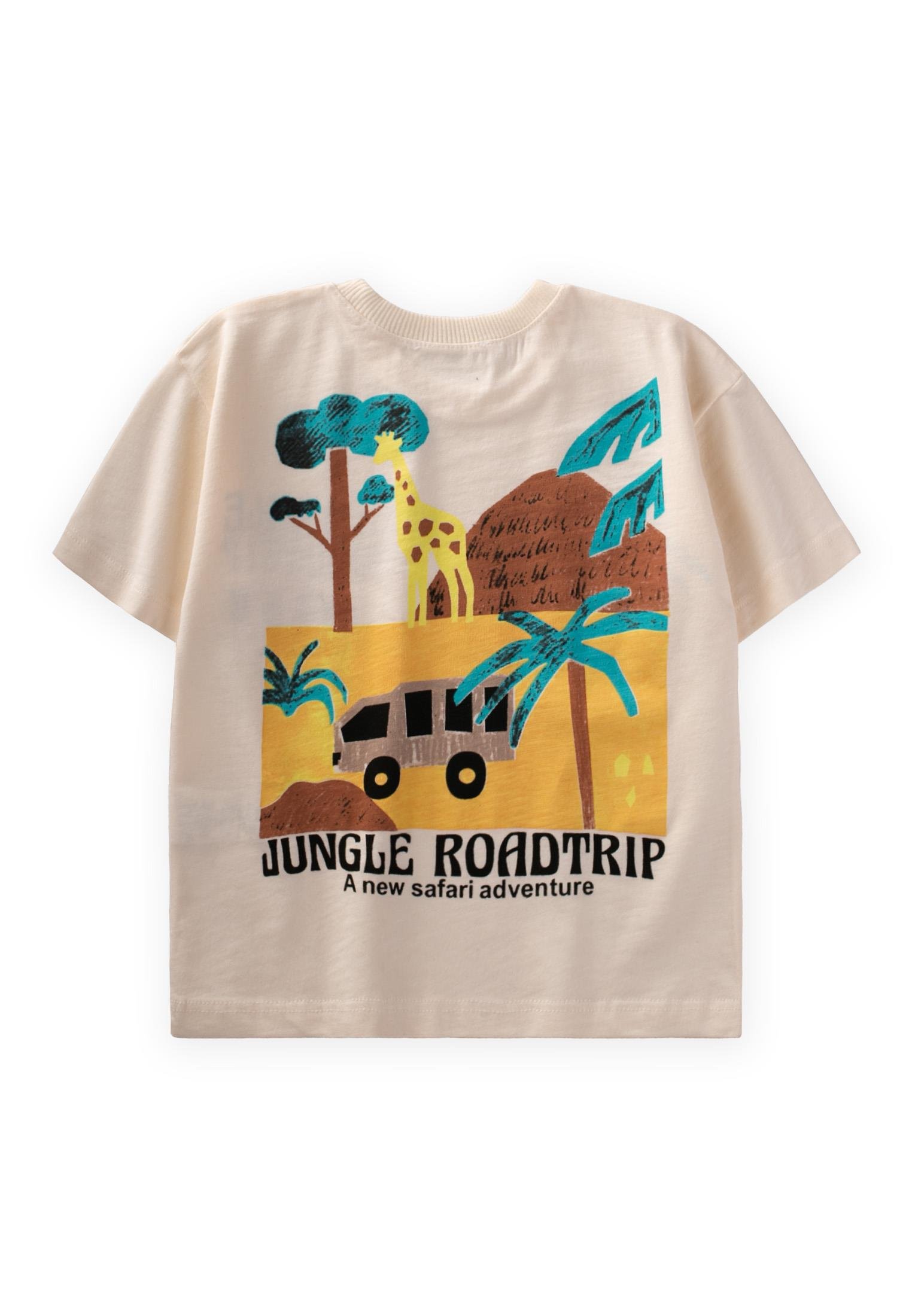 CigitSafari Baskılı T-Shırt 2-7 Yaş EKRU