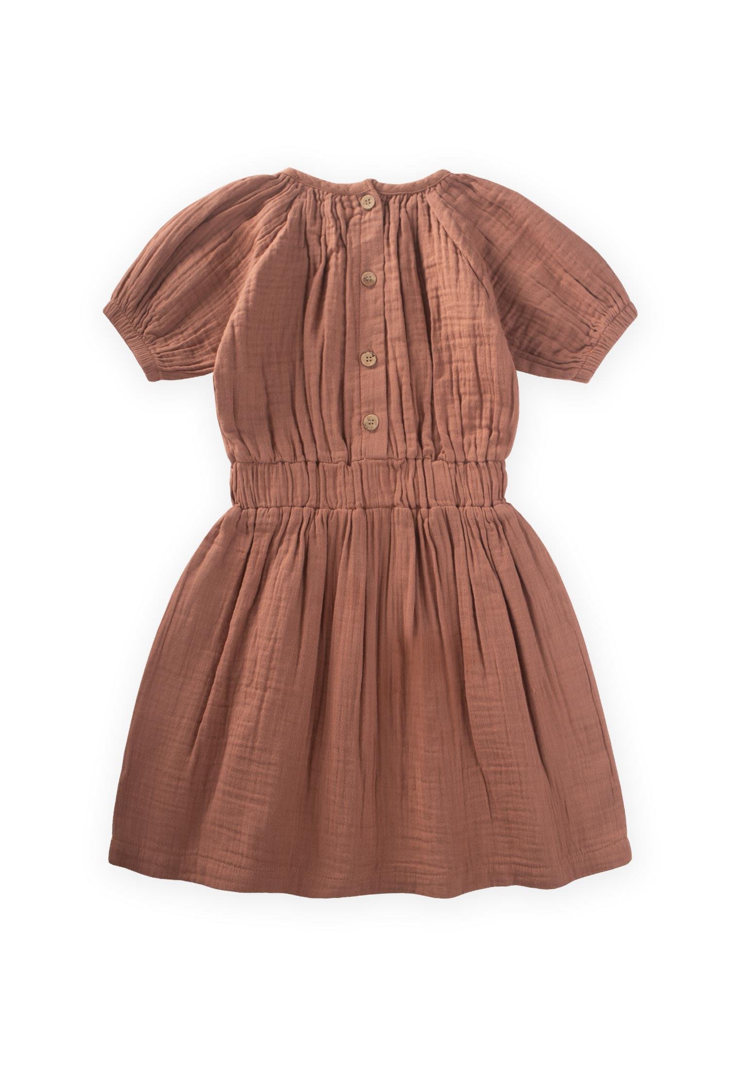 CigitOrganik Rustik Kız Elbise 2-9 Yaş A.KAHVE