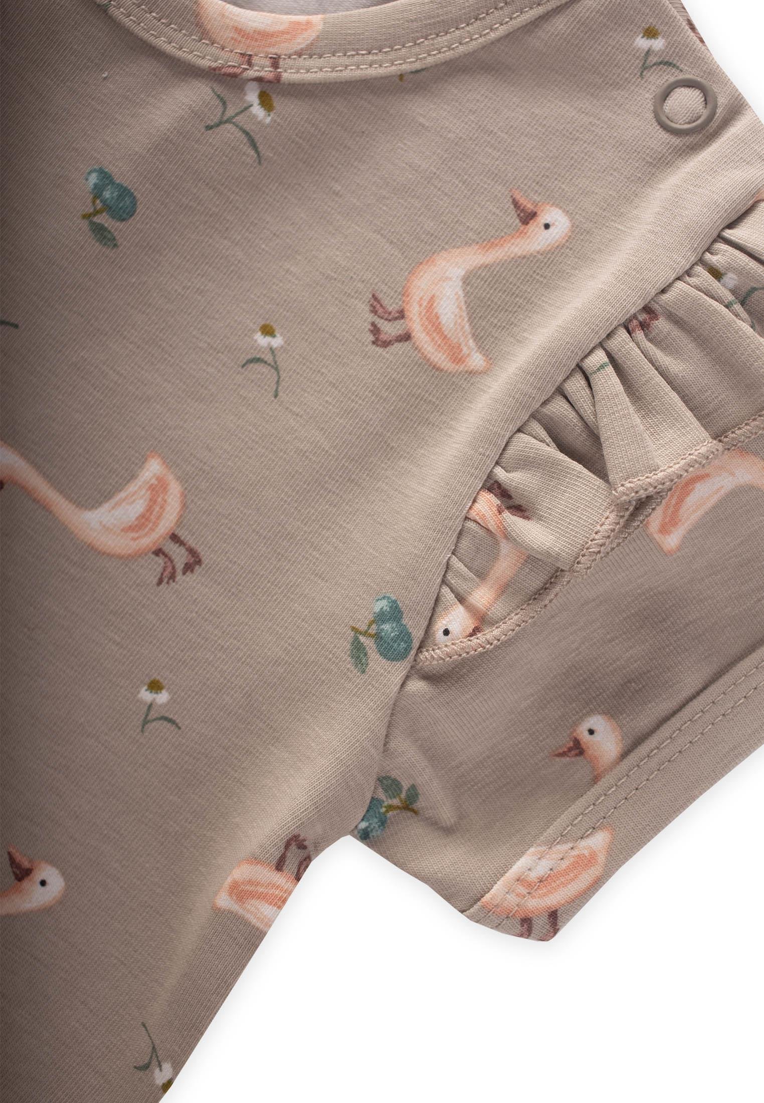 CigitDesenli Omuzu Fırfırlı Zıbın Takım 0-3 Yaş ÖRDEK DESEN