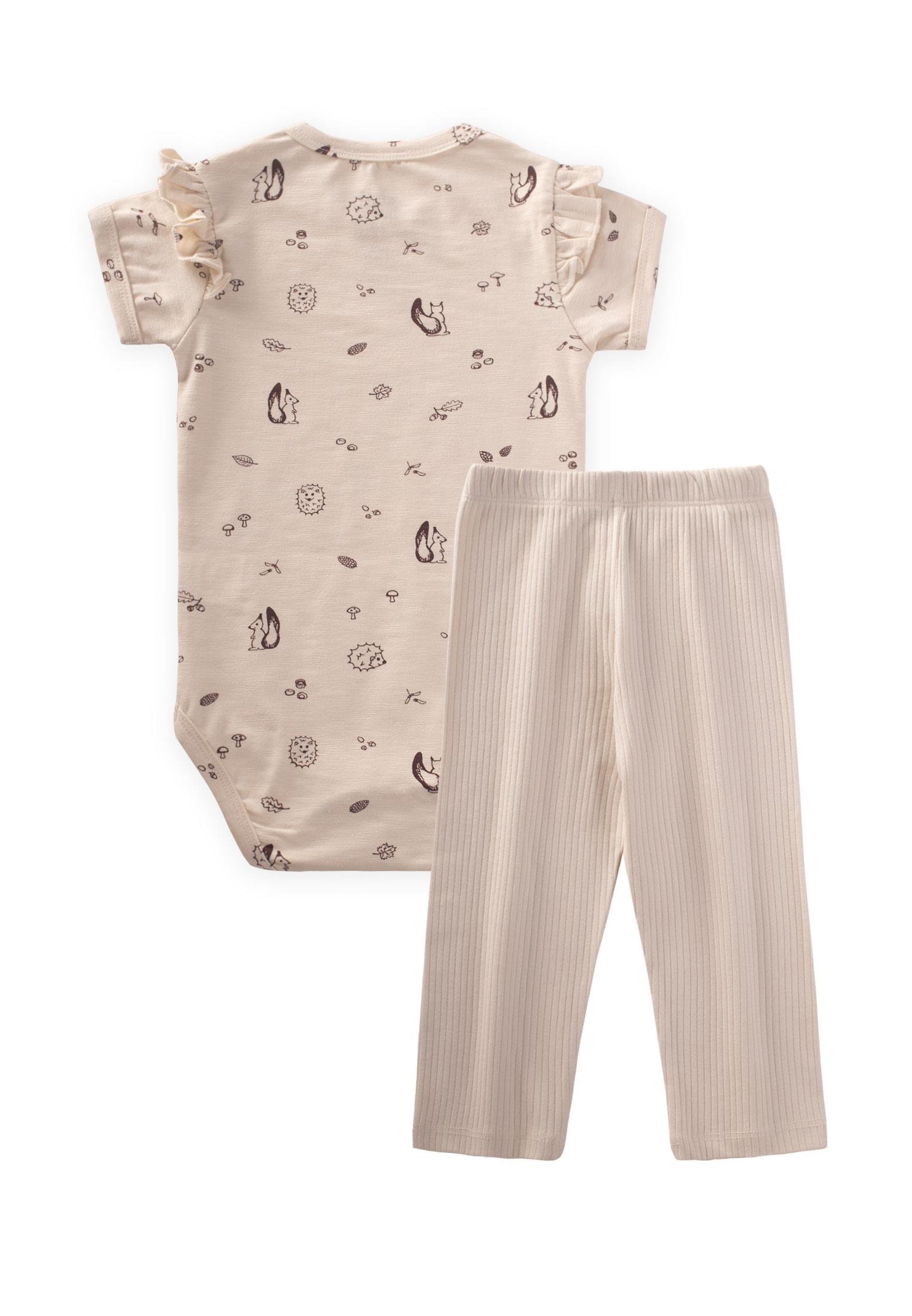 CigitDesenli Omuzu Fırfırlı Zıbın Takım 0-3 Yaş SİNCAP DESEN