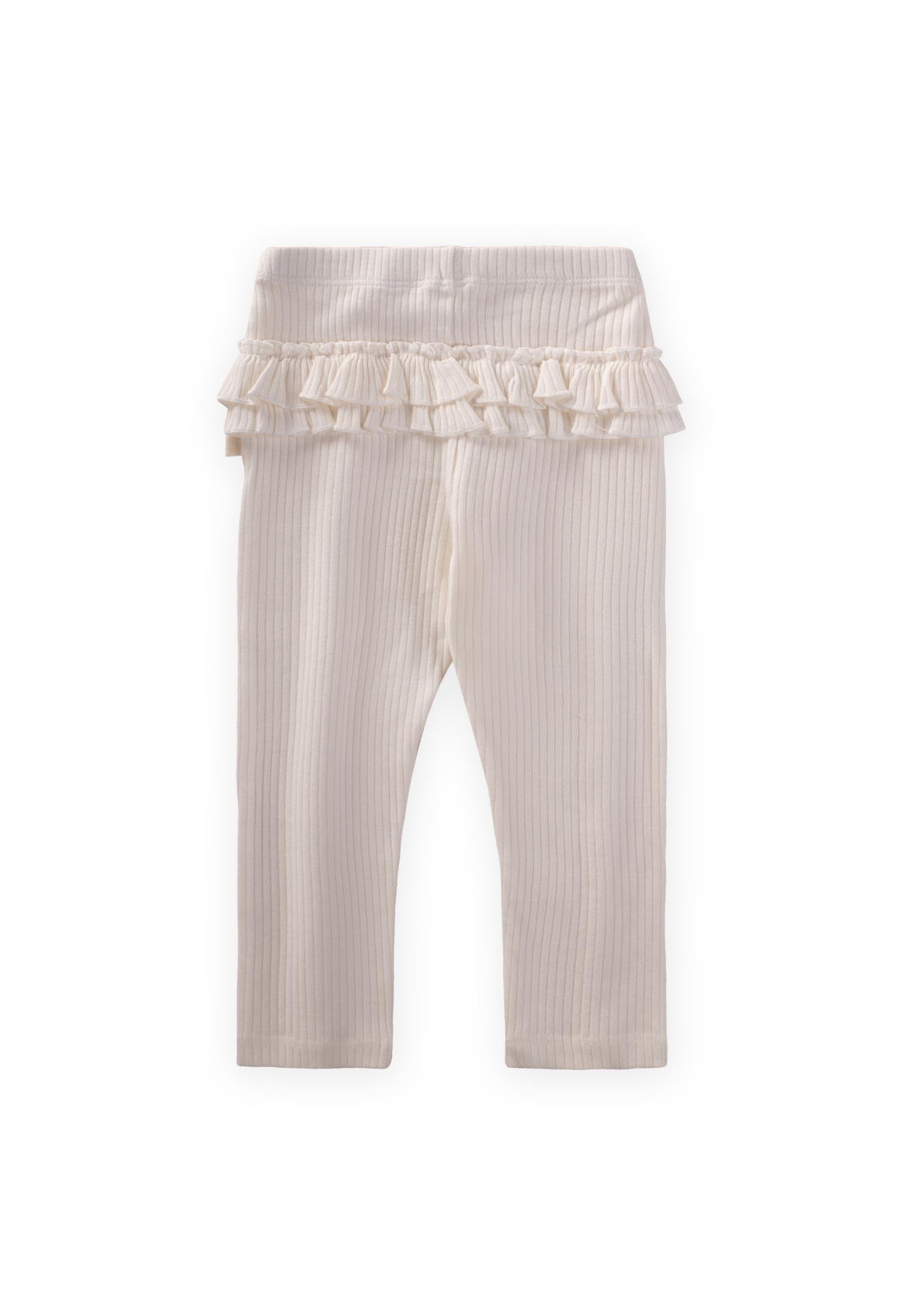 CigitArkası Fırfırlı Fitilli Tayt 0-3 Yaş KIRIK BEYAZ