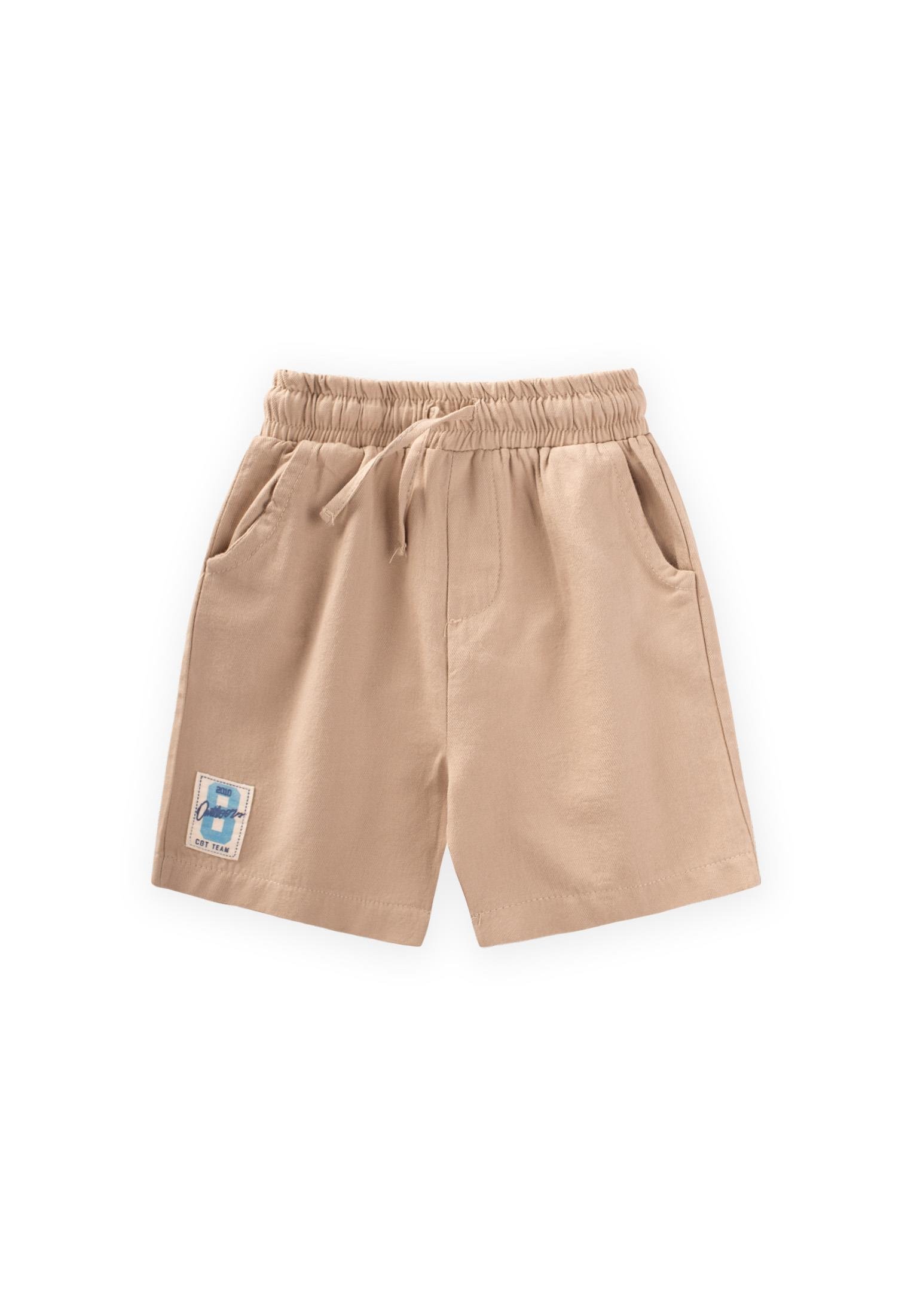 CigitEtiket Detaylı Flanel Kapri 1-7 Yaş BEJ