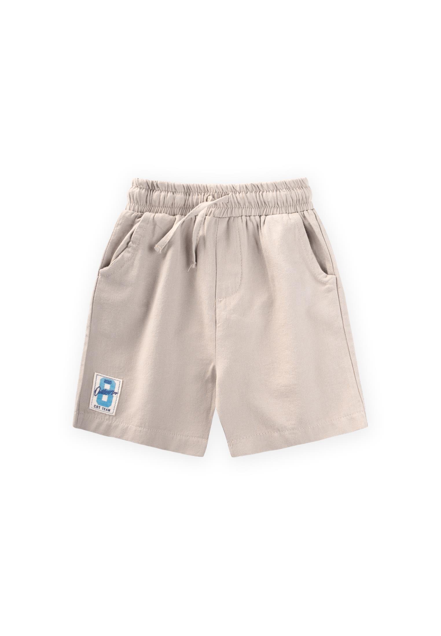 CigitEtiket Detaylı Flanel Kapri 1-7 Yaş NATUREL