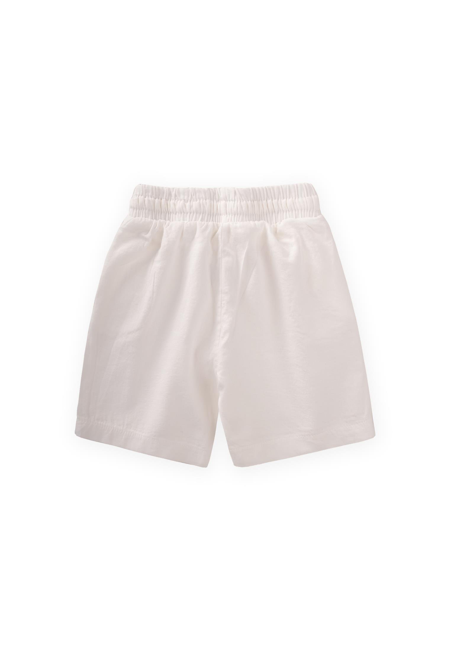 CigitEtiket Detaylı Flanel Kapri 1-7 Yaş KIRIK BEYAZ