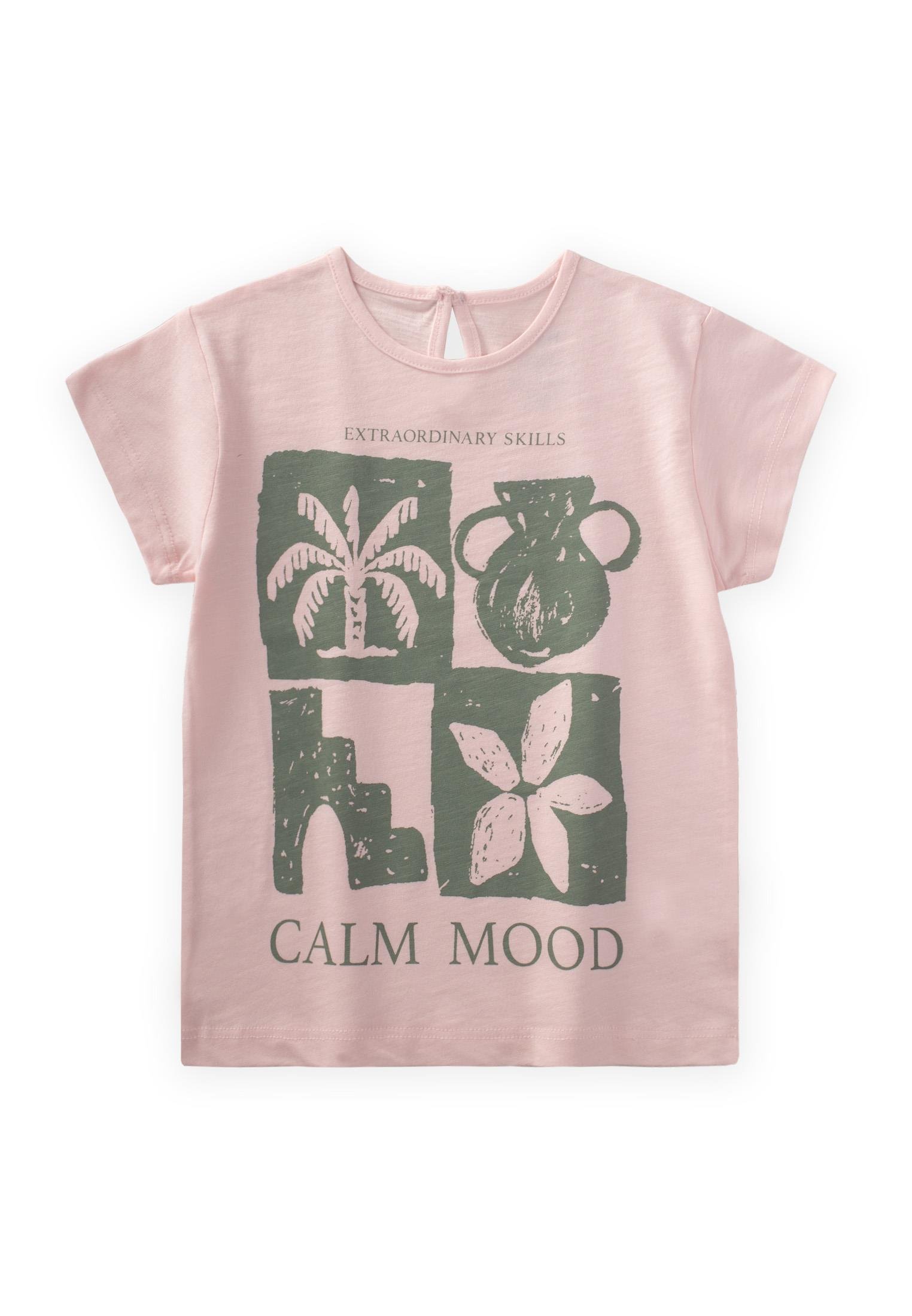 CigitCalm Mood Baskılı T-Shırt 3-8 Yaş PUDRA PEMBE