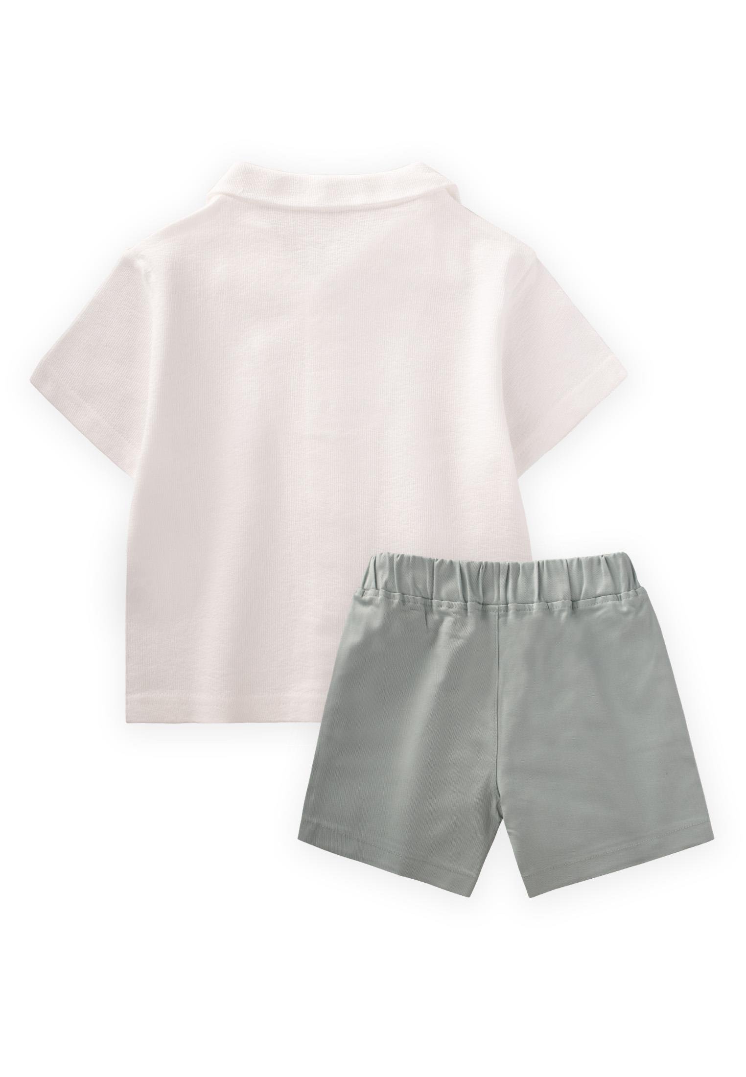 CigitHawai Şortlu Gömlekli Takım 1-9 Yaş KIRIK BEYAZ