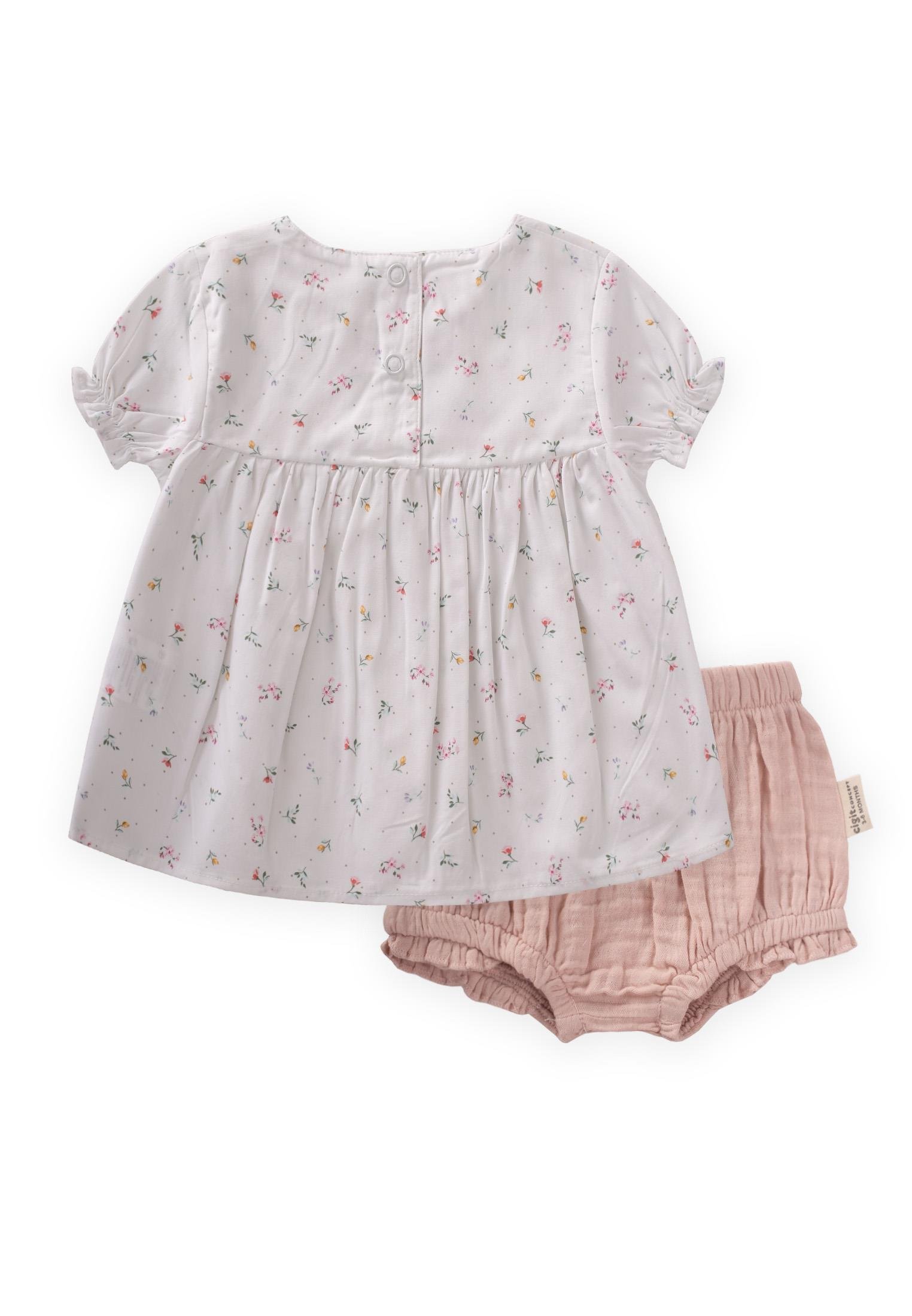CigitÇıtır Çiçek Desenli Şortlu Takım 0-3 Yaş KIRIK BEYAZ