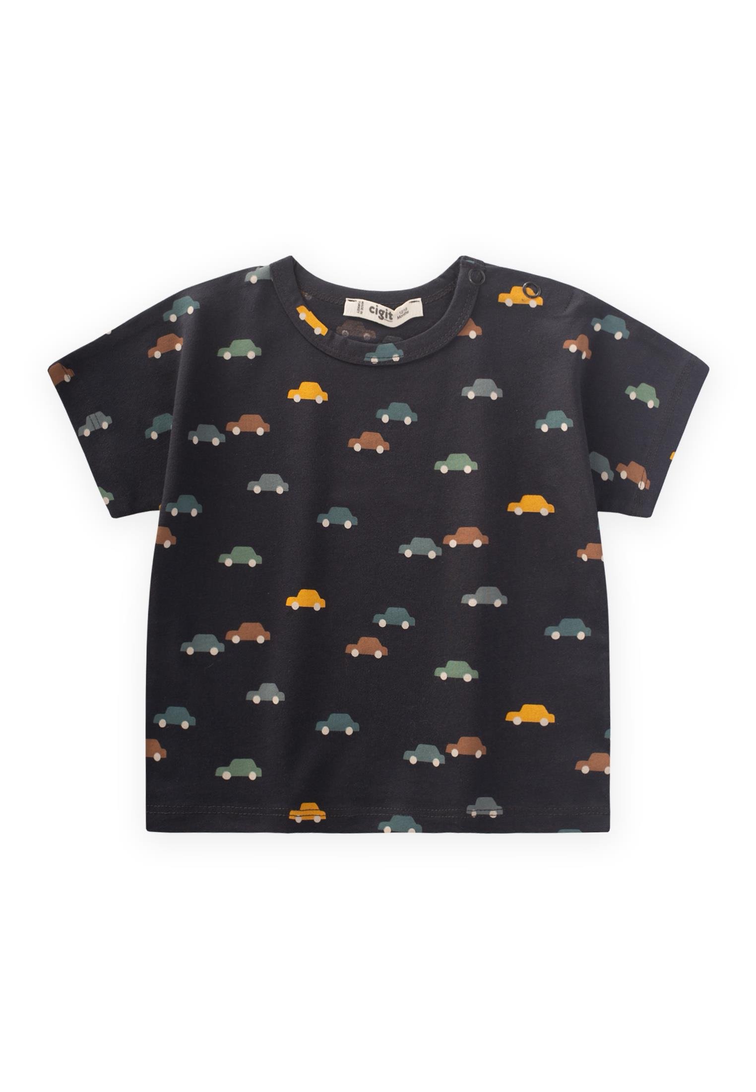 CigitAraba Desenli T-Shırt 1-5 Yaş ANTRASİT