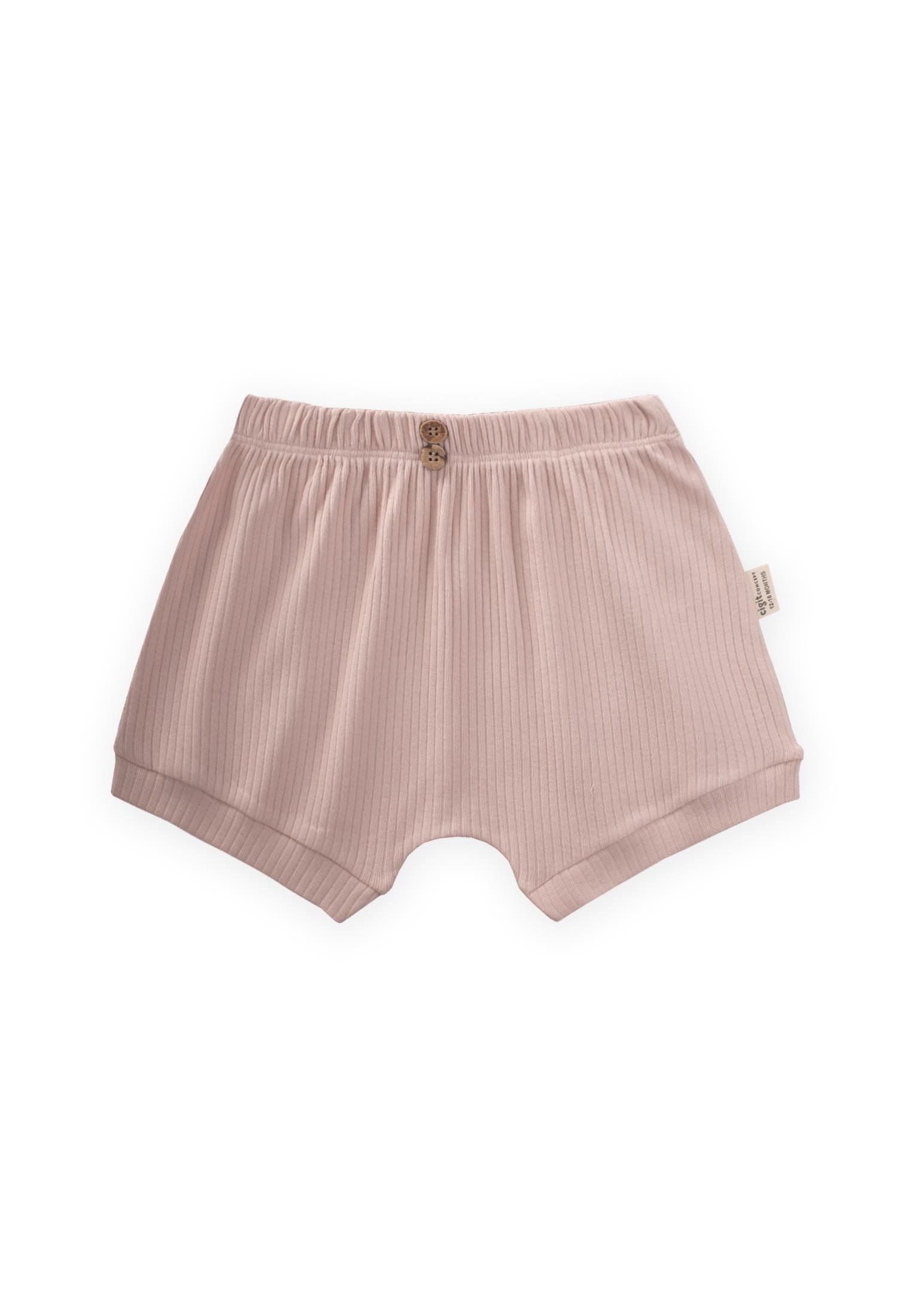 CigitBasic Manşetli Şort 0-3 Yaş PUDRA PEMBE