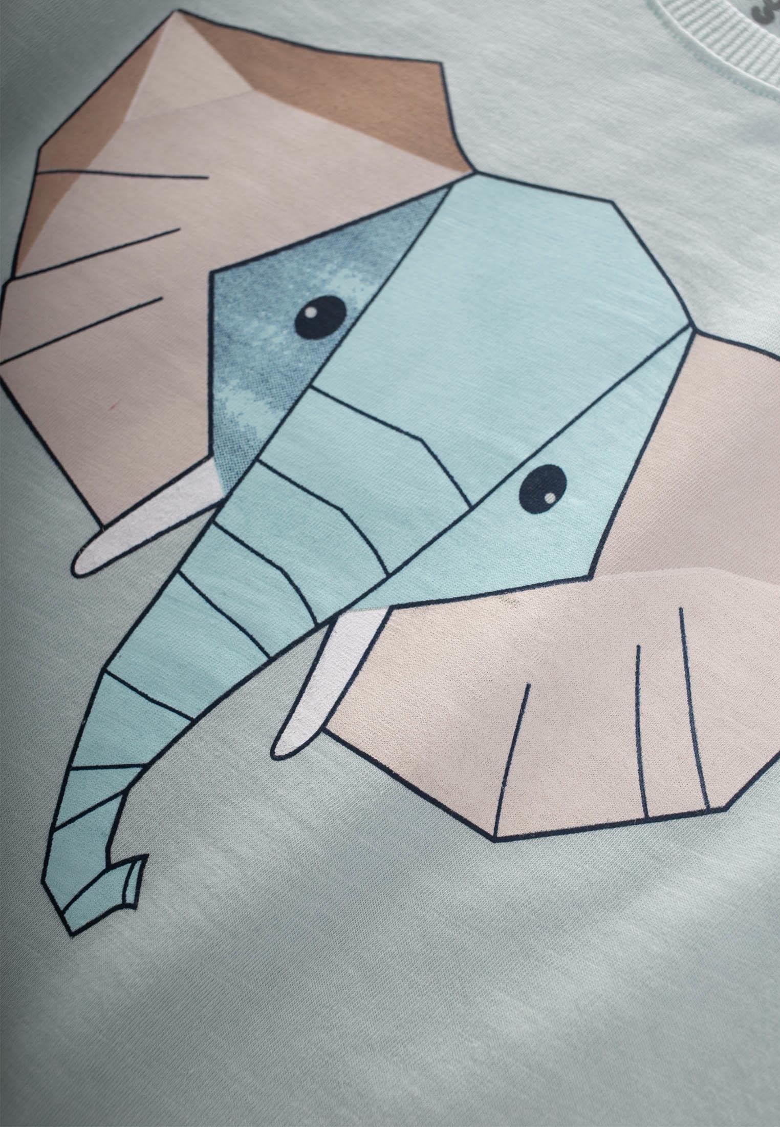 CigitSoyut Fil Baskılı T-Shırt Takım 2-8 Yaş MİNT YEŞİLİ