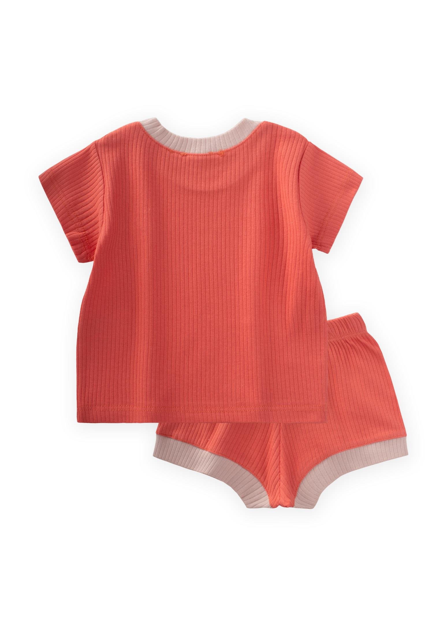 CigitKuş Nakışlı Garnili Fitilli Takım 0-5 Yaş MERCAN