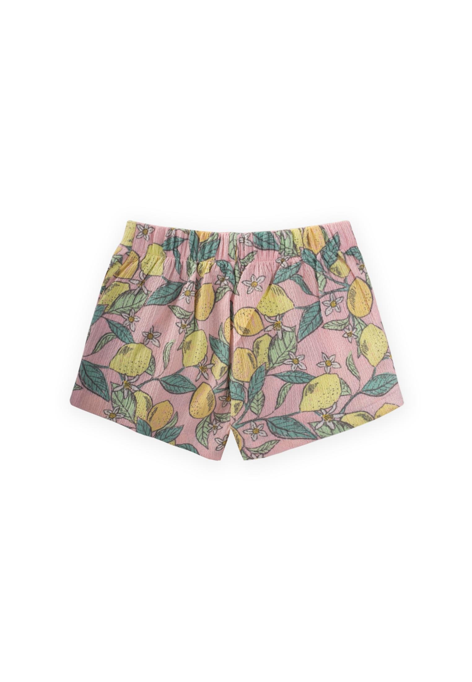 CigitLimon Baskılı Fırfırlı Şort 1-5 Yaş PUDRA PEMBE