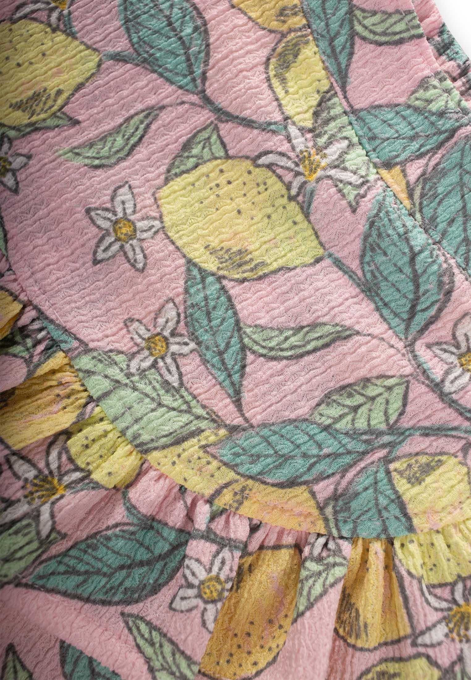 CigitLimon Baskılı Fırfırlı Şort 1-5 Yaş PUDRA PEMBE