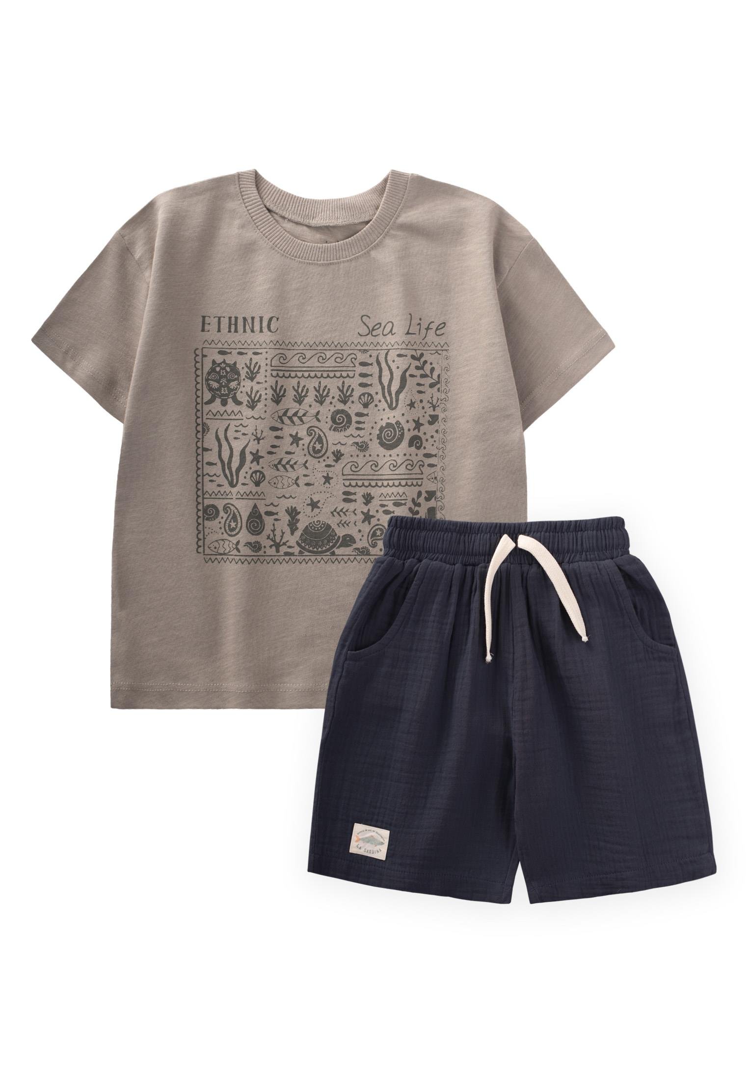 CigitEthnic Baskılı T-Shırt Takım 2-10 Yaş S VİZON