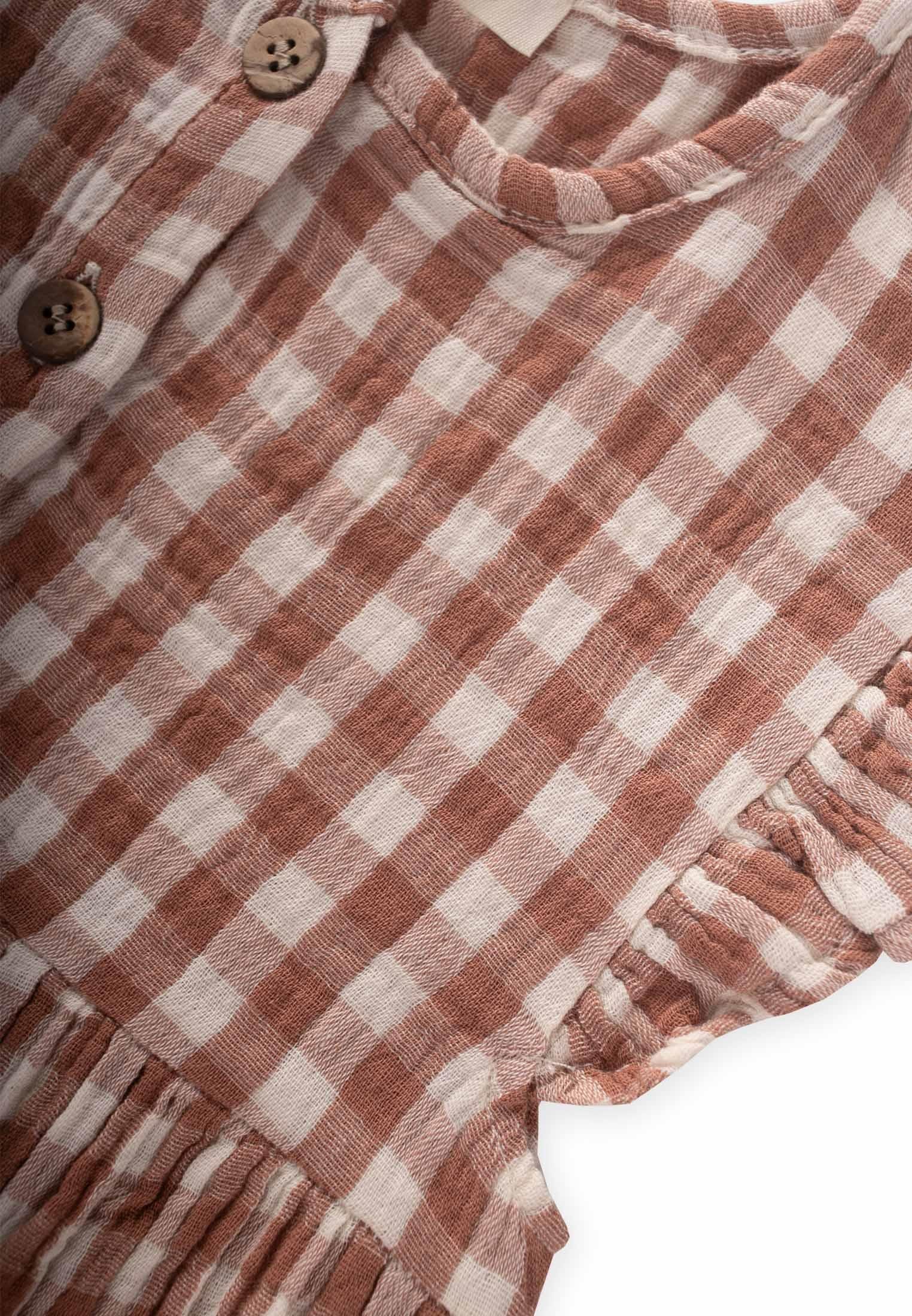 CigitPöti Kare Desenli Elbise 1-8 Yaş A.KAHVE