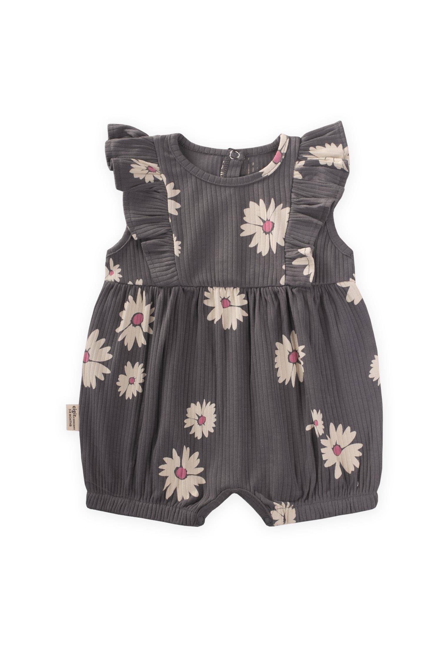 CigitDesenli Fitilli Tulum 0-3 Yaş GRİ