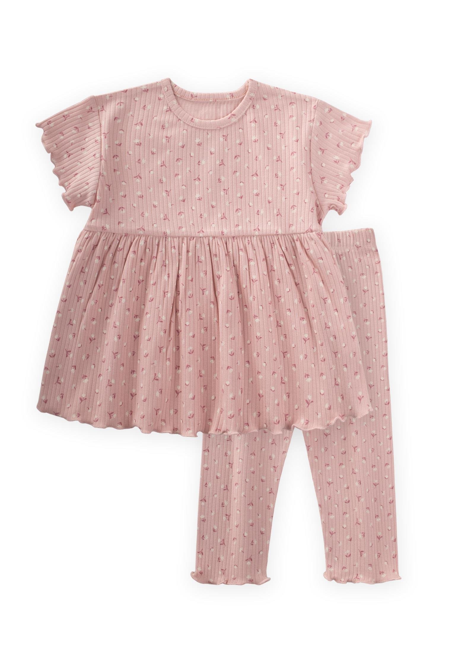 CigitDesenli Fitilli Tunik Takım 1-8 Yaş PUDRA PEMBE