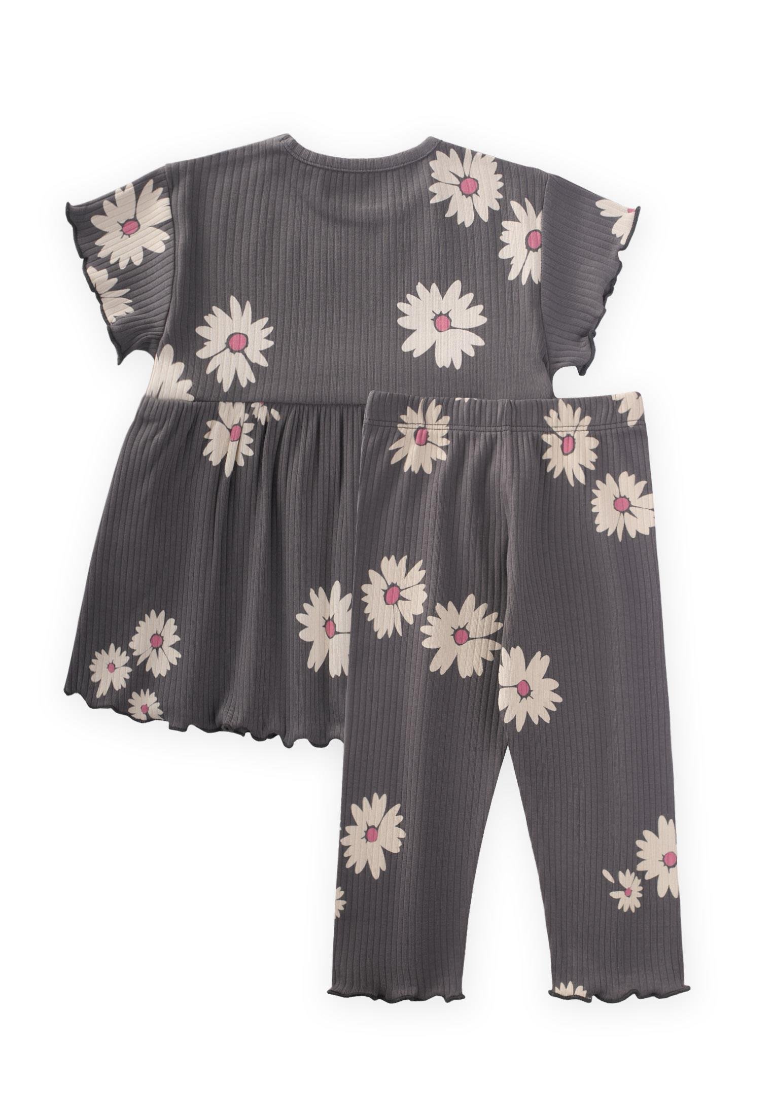 CigitDesenli Fitilli Tunik Takım 1-8 Yaş GRİ
