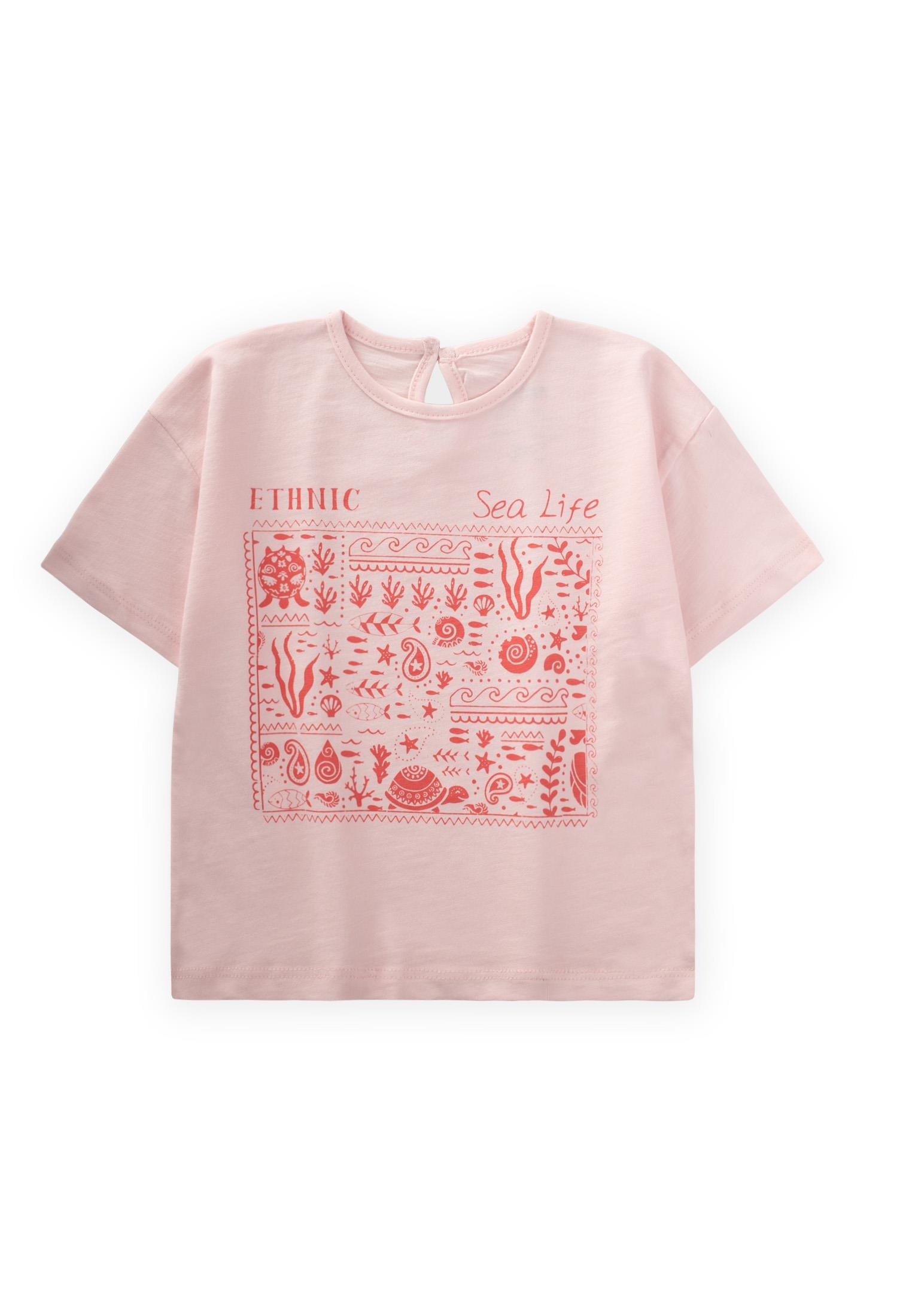 CigitEtnik Baskılı T-Shırt 1-8 Yaş PUDRA PEMBE