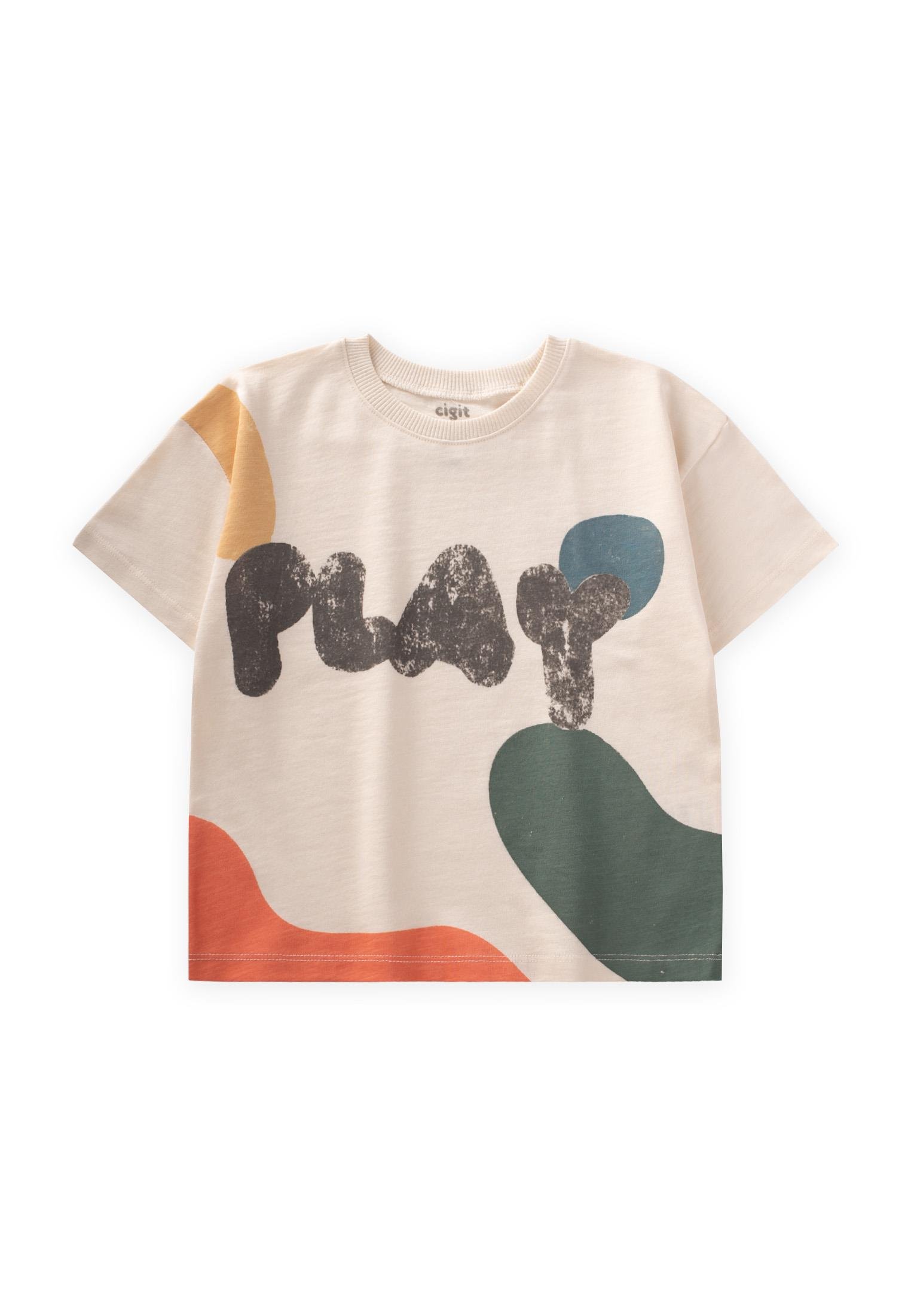 CigitPlay Baskılı T-Shırt 2-6 Yaş EKRU
