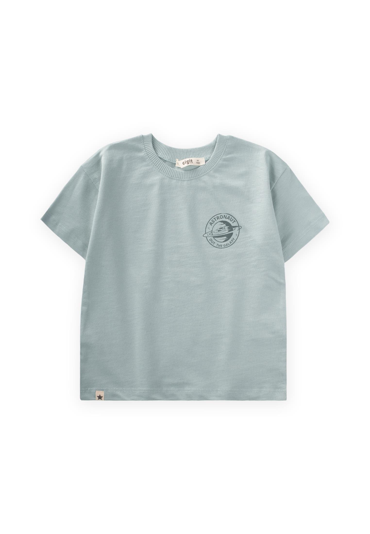 CigitAstranot Baskılı T-Shırt 2-10 Yaş MİNT YEŞİLİ