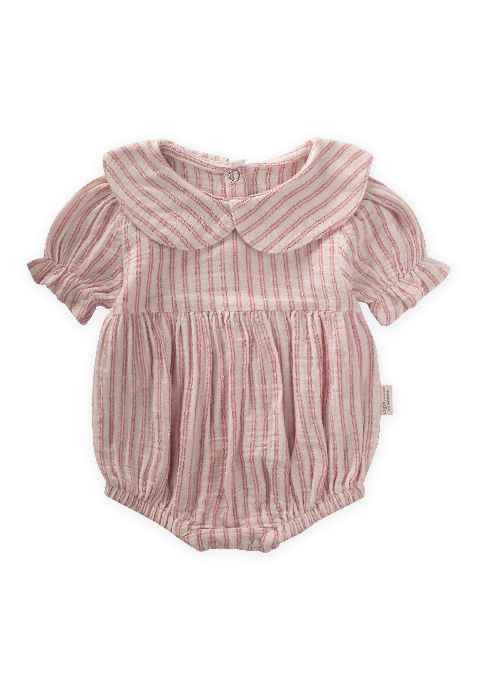 CigitÇizgili Yakalı Müslin Zıbın 0-2 Yaş FUŞYA ÇİZGİLİ