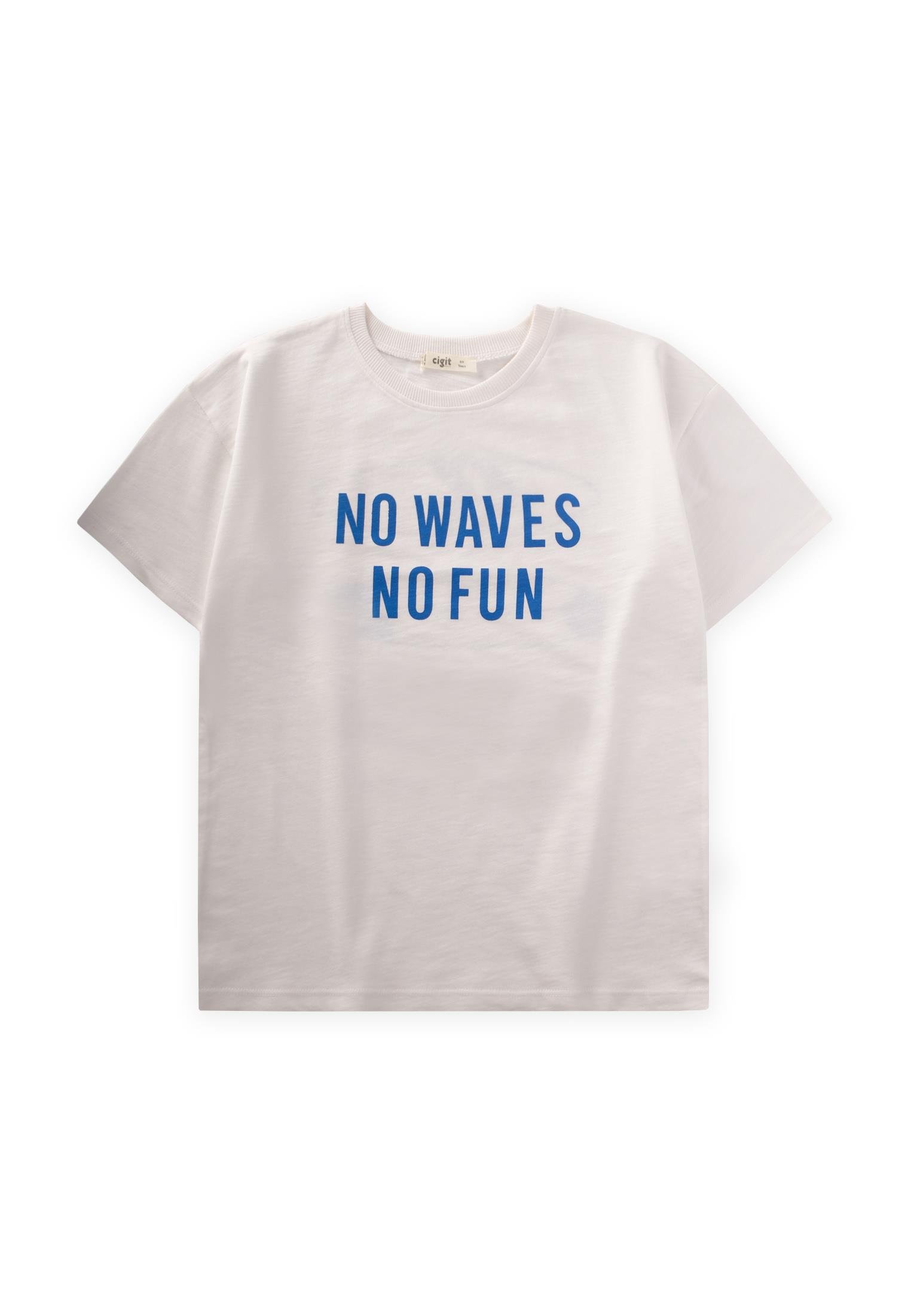 CigitÖn Arka Baskılı T-Shırt 8-12 Yaş KIRIK BEYAZ