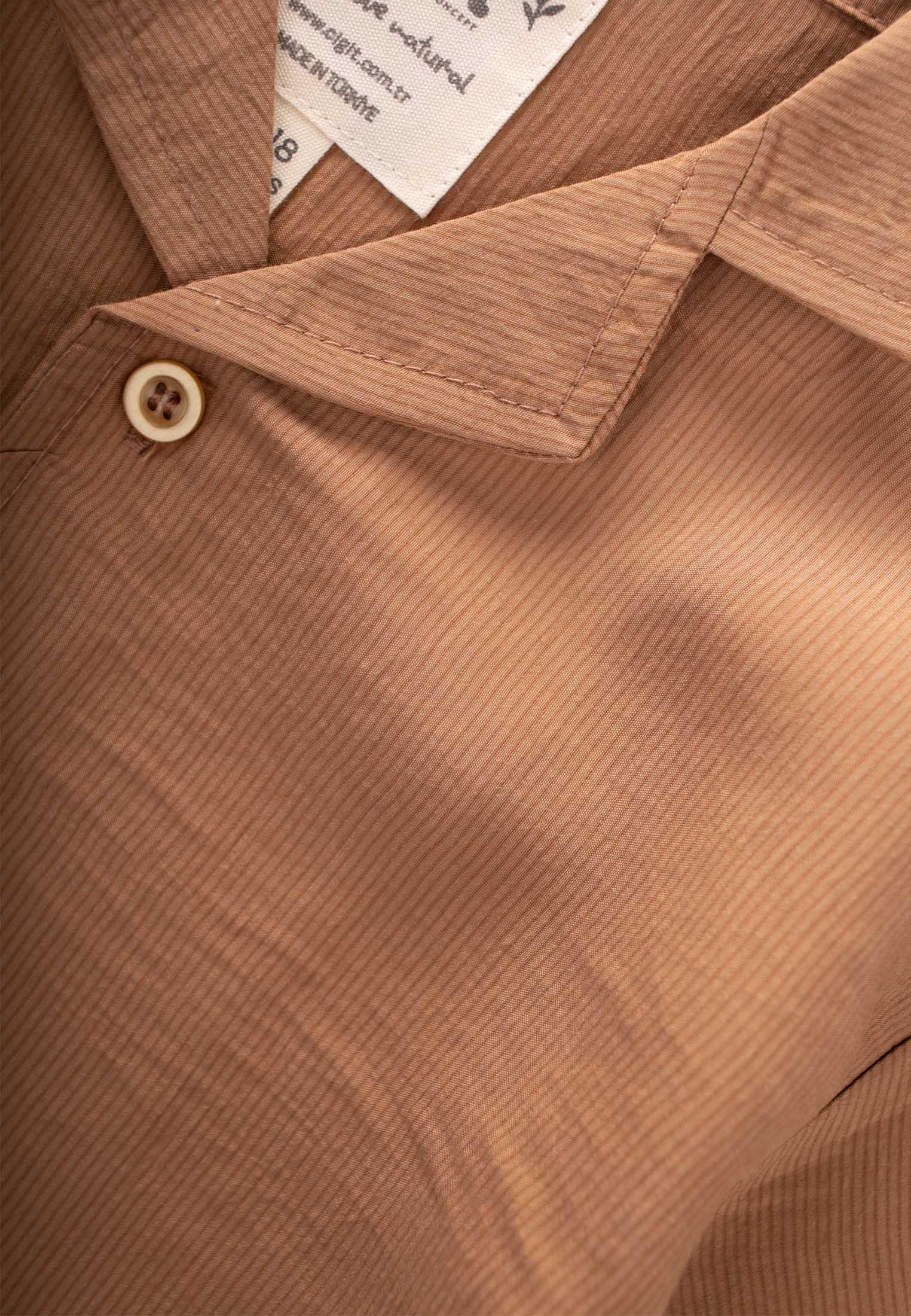 CigitHawai Çizgili Modal Gömlek 1-8 Yaş CAMEL