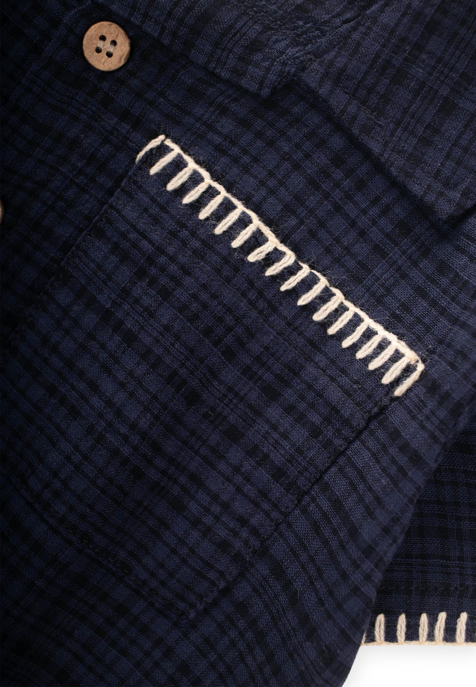 CigitEl İşi Detaylı Gömlek Takım 2-10 Yaş LACİVERT