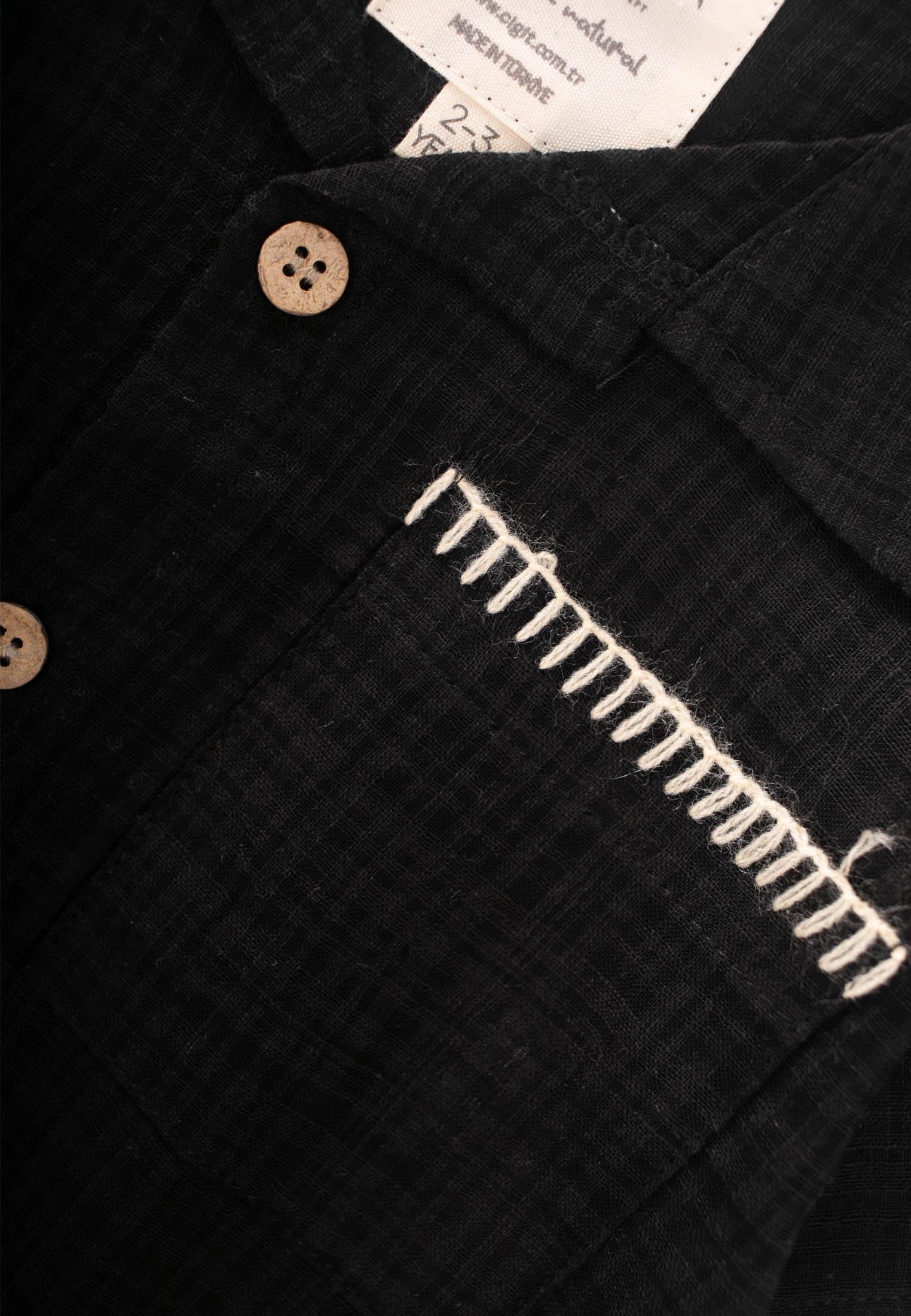 CigitEl İşi Detaylı Gömlek Takım 2-10 Yaş SİYAH