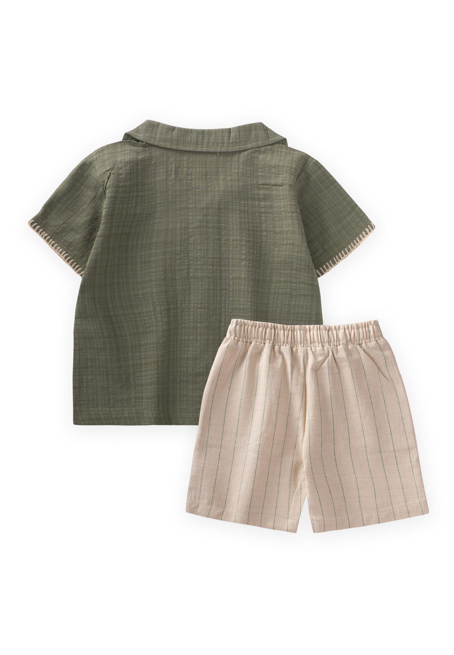 CigitEl İşi Detaylı Gömlek Takım 2-10 Yaş YEŞİL