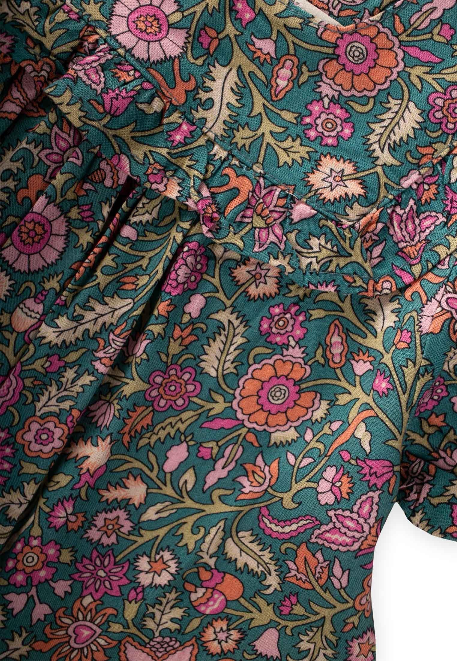 CigitDesenli Viskon Elbise 1-10 Yaş YEŞİL