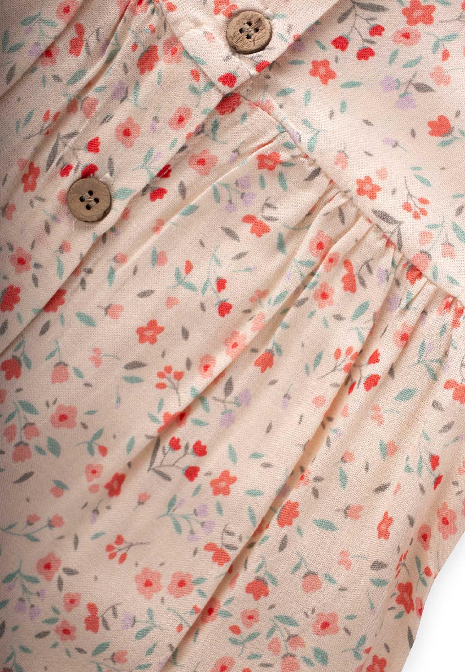 CigitÇiçek Desenli Viskon Elbise 1-10 Yaş PUDRA PEMBE