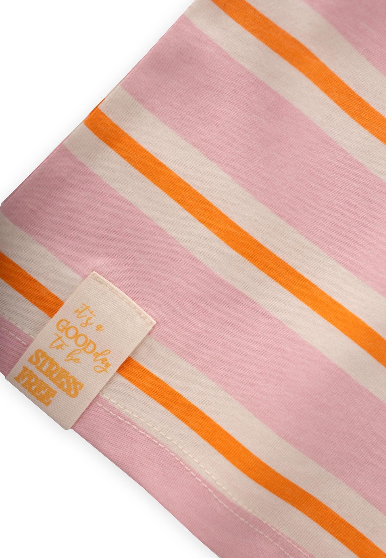 CigitÇizgili Kız T-Shırt 2-10 Yaş PEMBE TURUNC U ÇİZGİLİ