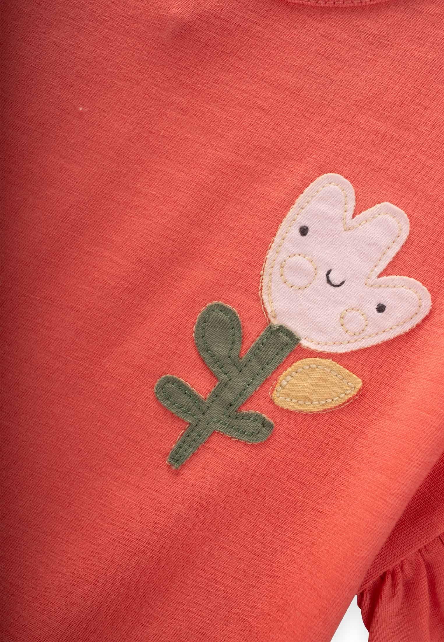 CigitLale Aplikeli Kız T-Shırt 1-7 Yaş MERCAN