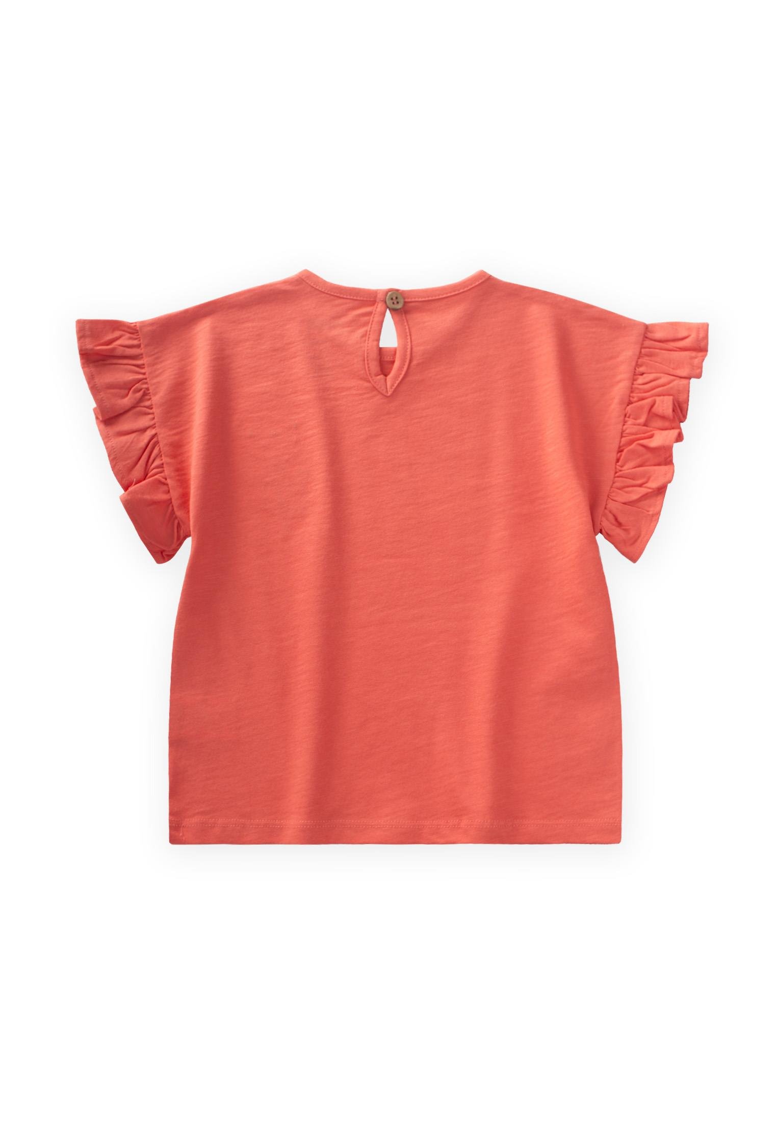 CigitLale Aplikeli Kız T-Shırt 1-7 Yaş MERCAN