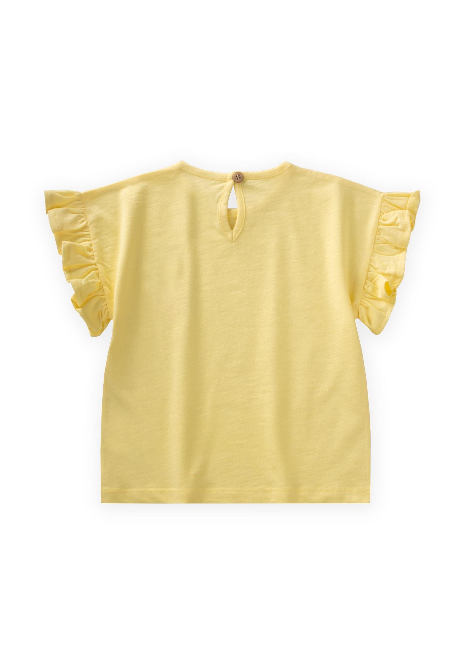 CigitLale Aplikeli Kız T-Shırt 1-7 Yaş SARI