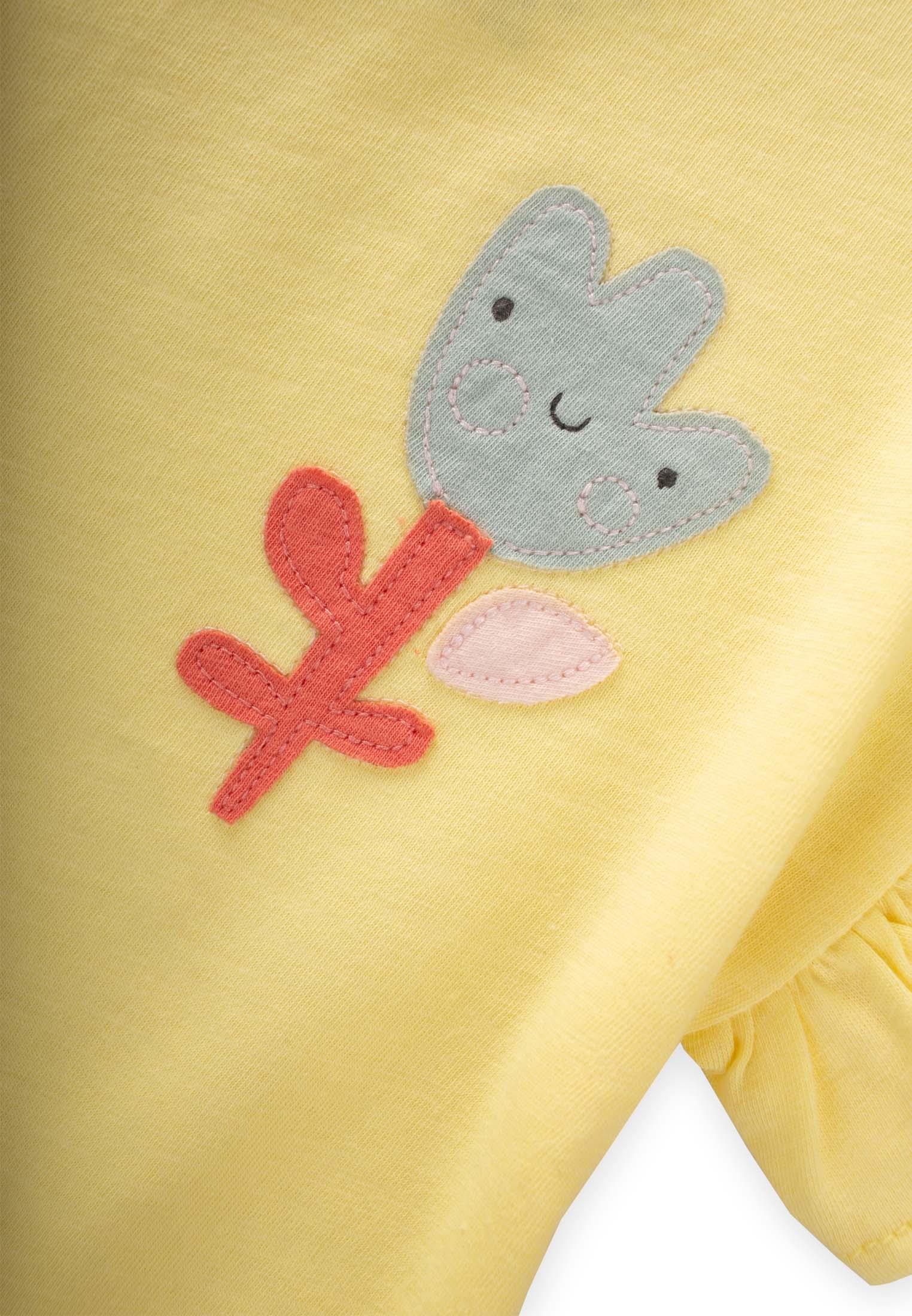 CigitLale Aplikeli Kız T-Shırt 1-7 Yaş SARI