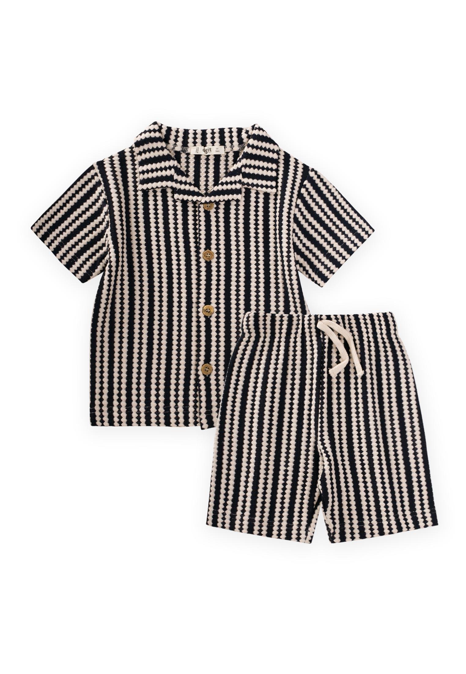 CigitRetro Gömlek Takım 2-8 Yaş LACİVERT