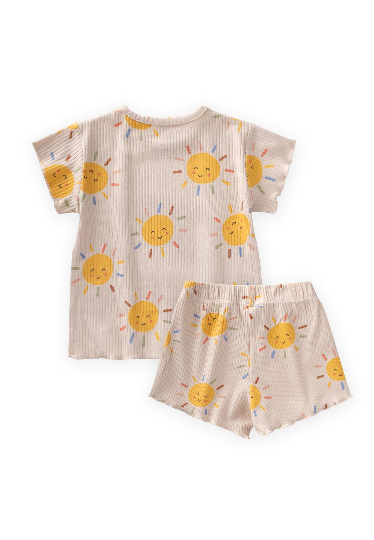 CigitDesenli Şortlu Takım 1-7 Yaş A. BEJ