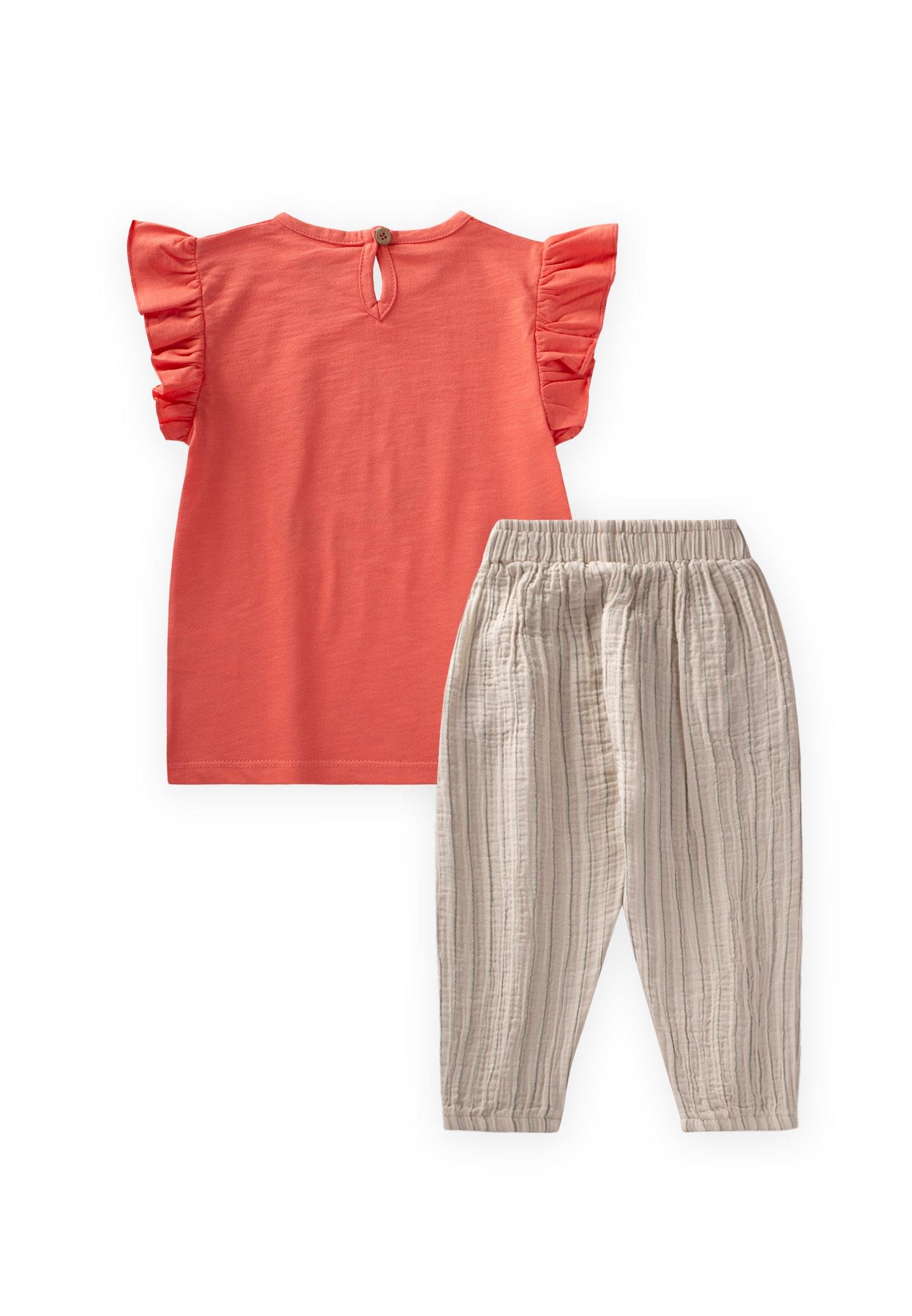 CigitBaskılı T-Shırt Takım 2-8 Yaş MERCAN