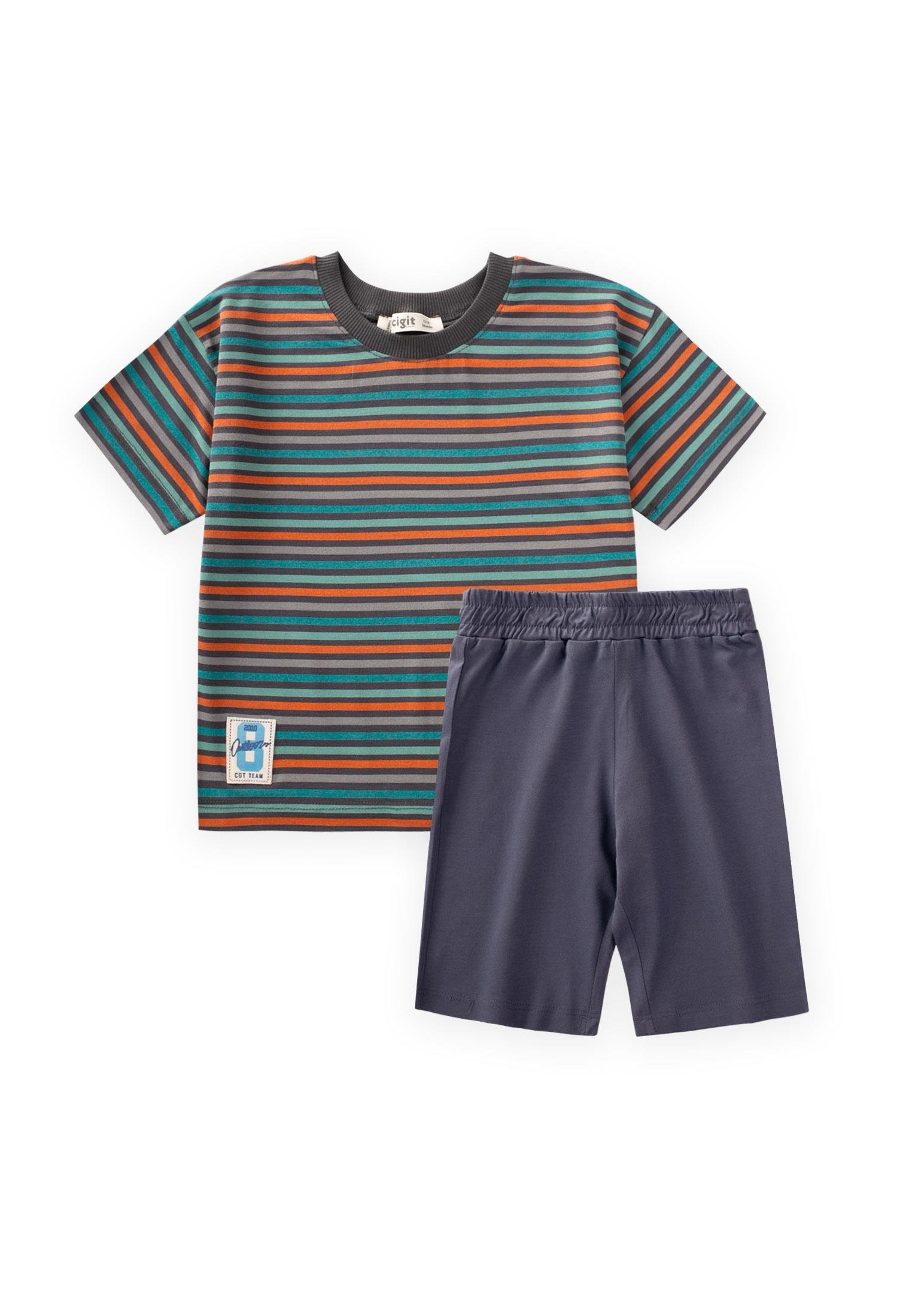 CigitÇizgili Basic Kapri Takım 1-8 Yaş FÜME