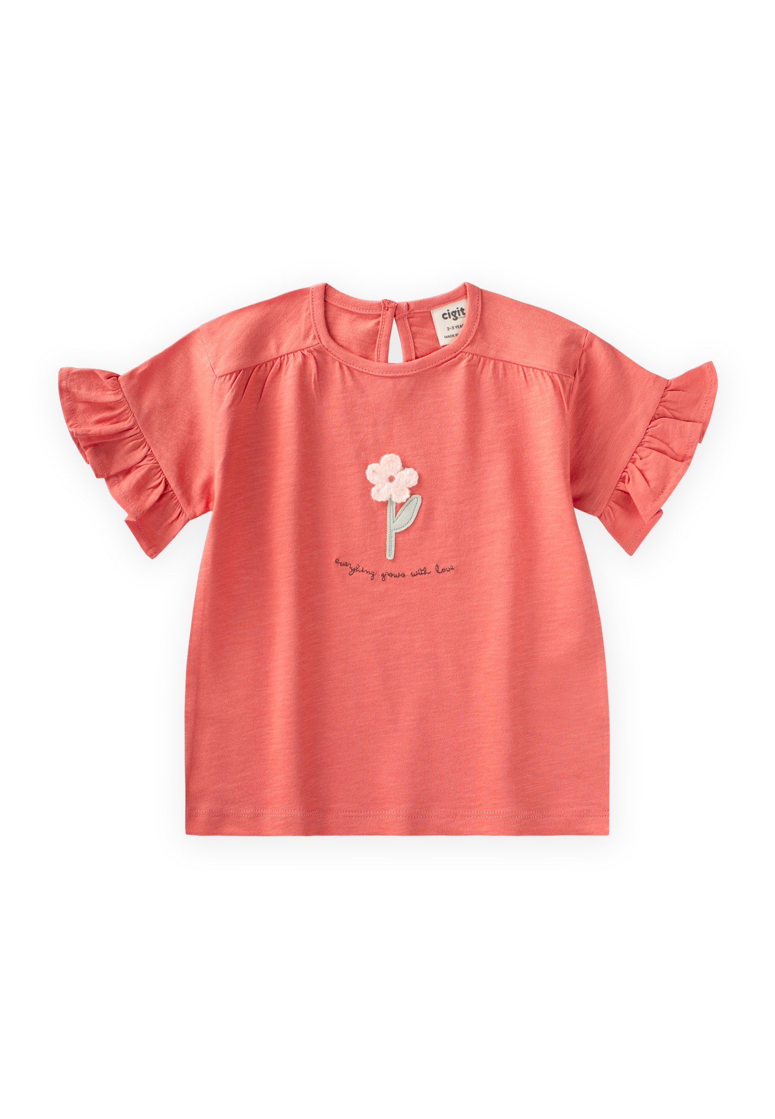 CigitAplikeli T-Shirt 2-8 Yaş MERCAN