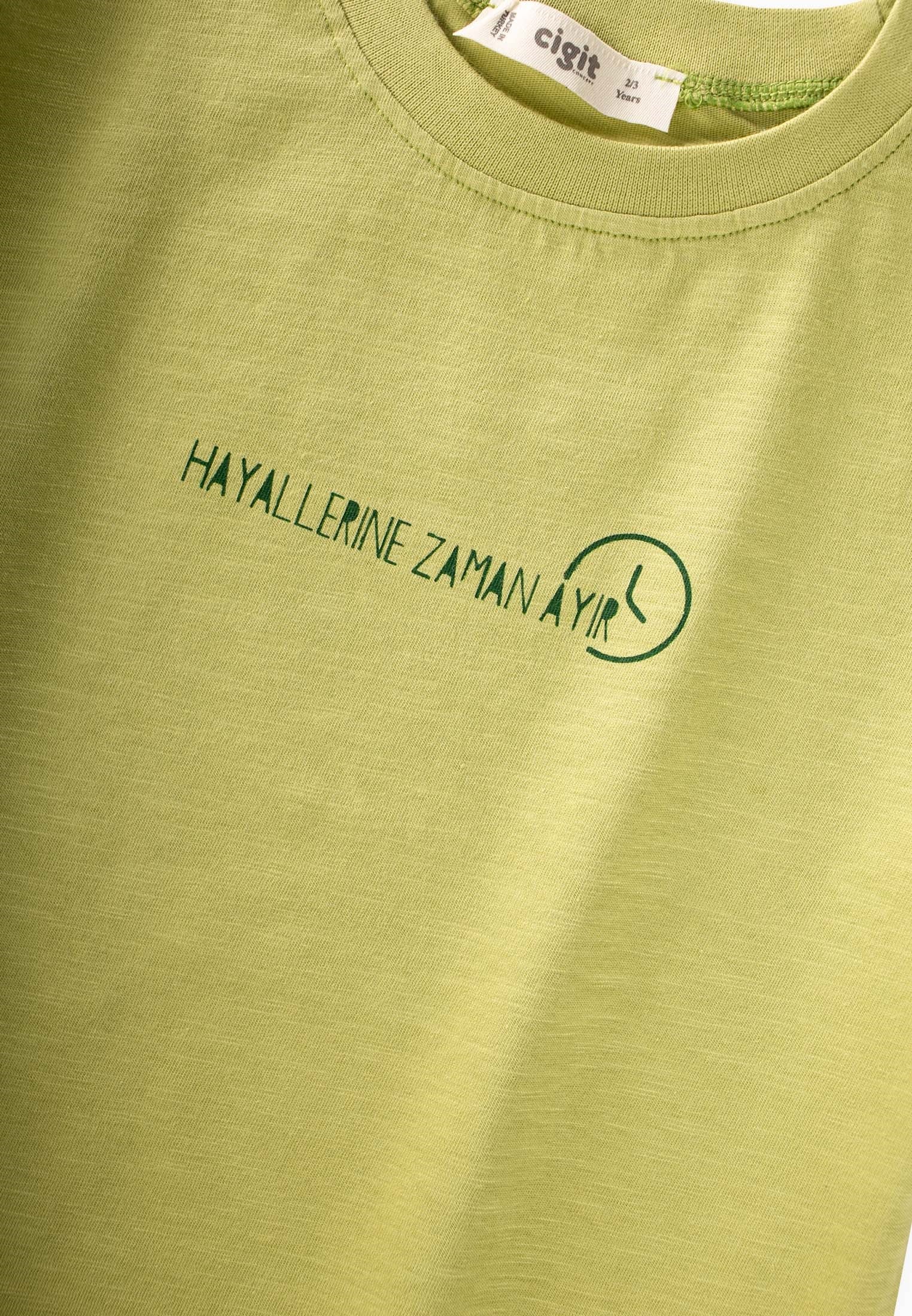 CigitSlogan Baskılı T-Shirt 2-10 Yaş LİME
