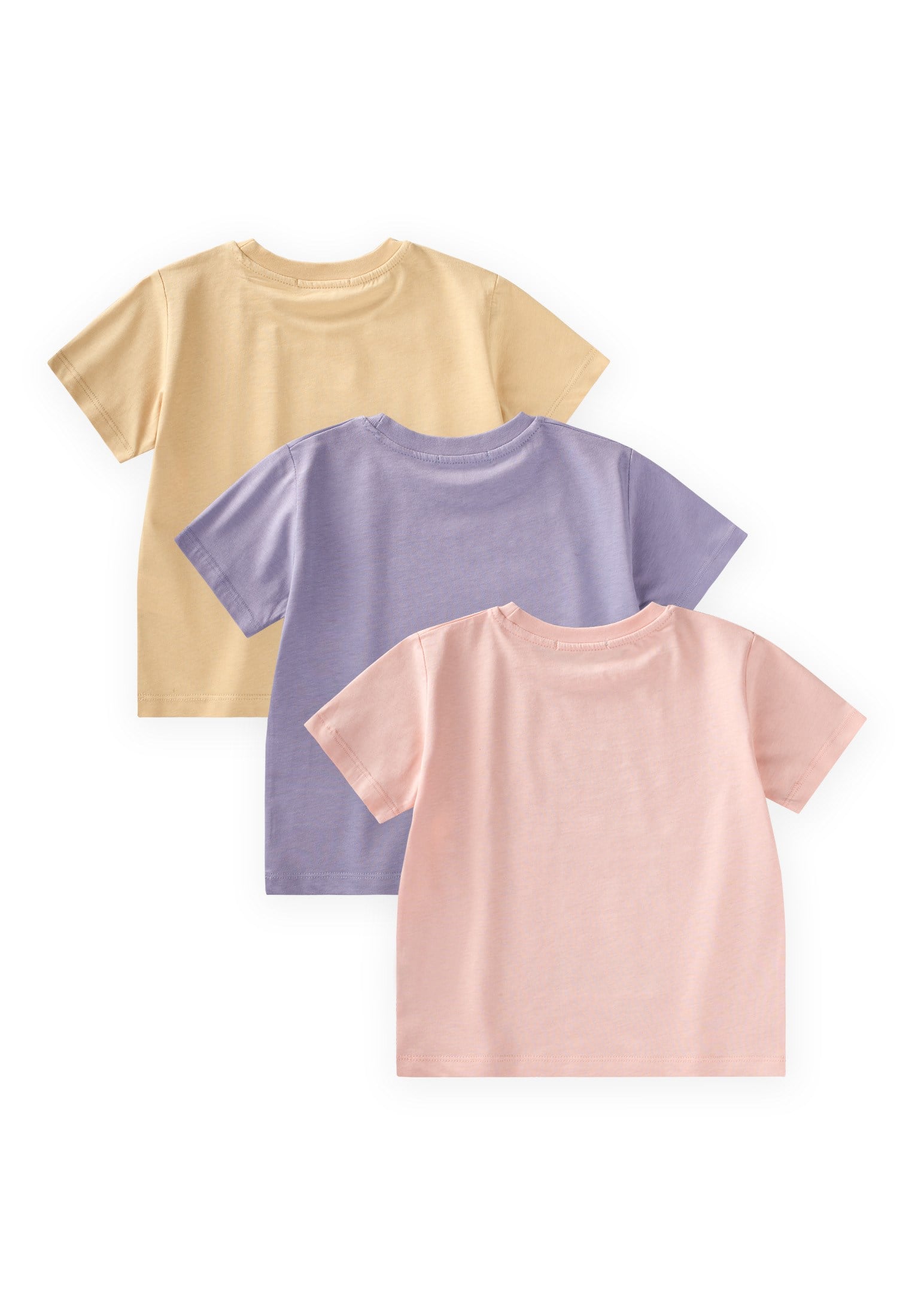 CigitÜçlü Set Kız T-Shirt 2-10 Yaş LİLA SARI PUDRA