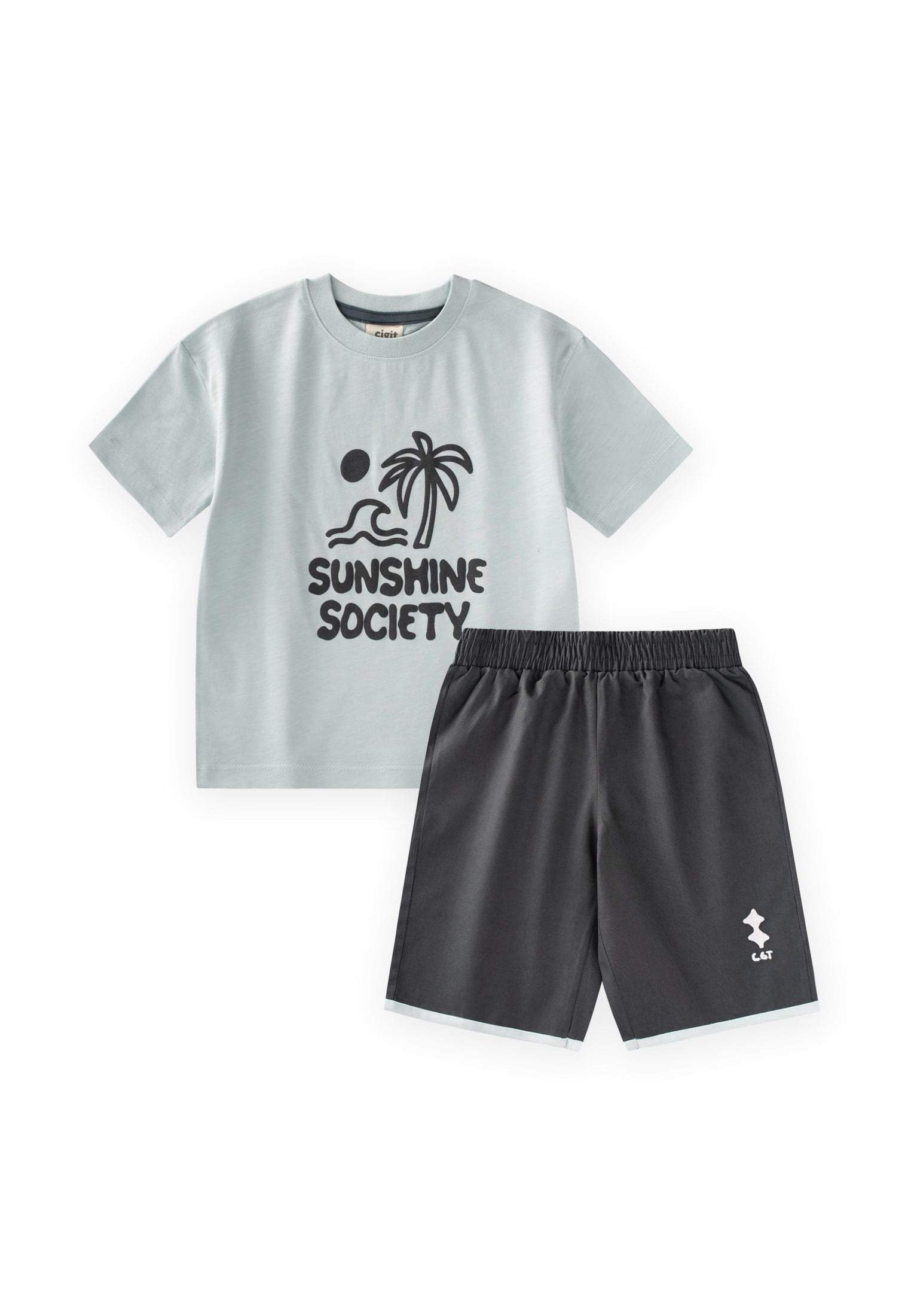 CigitDokuma Kaprili T-Shirt Takım 2-10 Yaş MİNT YEŞİLİ