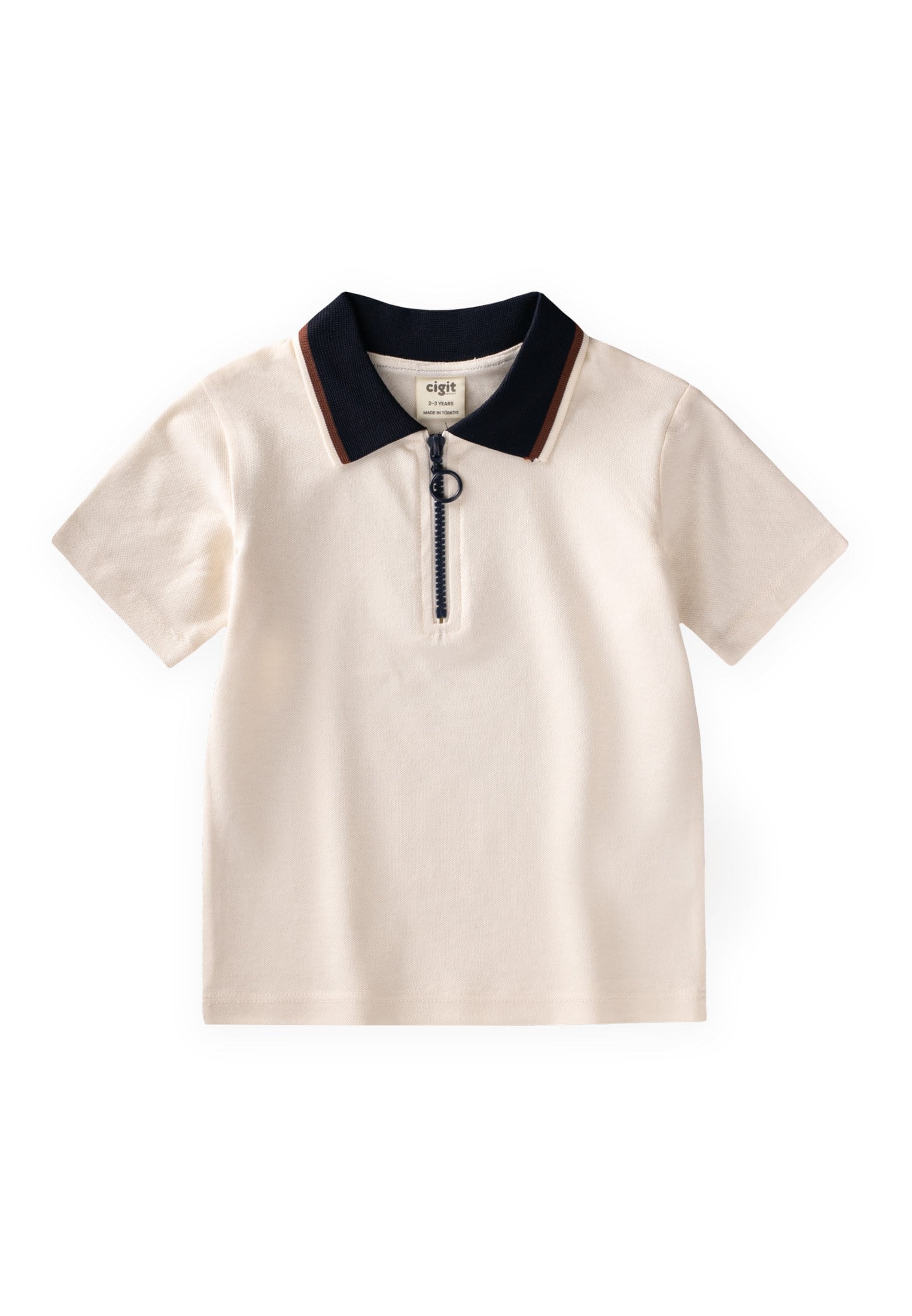 CigitPolo Yaka T-Shirt 2-10 Yaş EKRU
