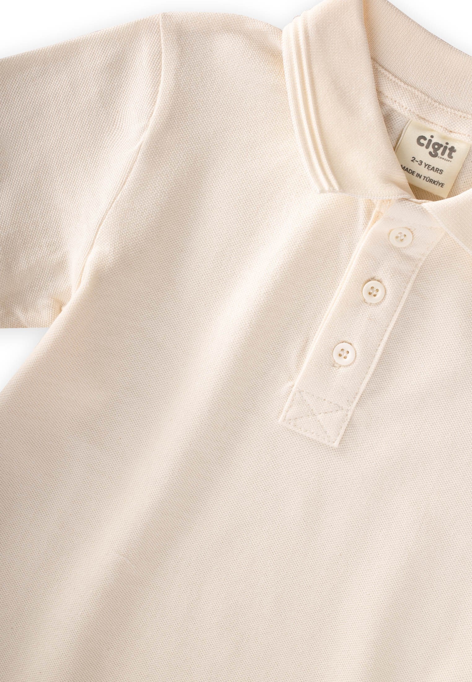 CigitKabartmalı Polo Yaka T-Shirt 2-10 Yaş EKRU
