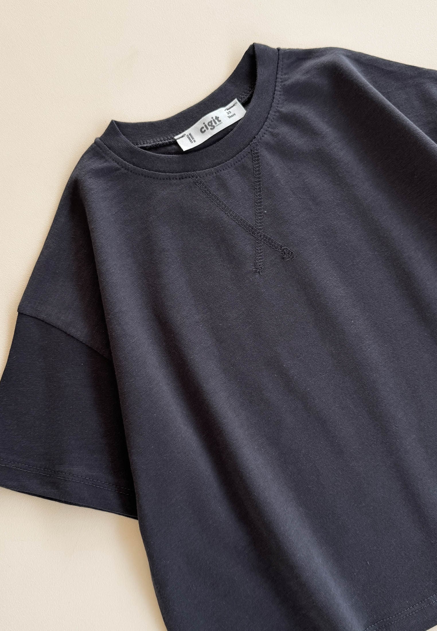 CigitOversize T-Shirt Takım 2-10 Yaş ANTRASİT