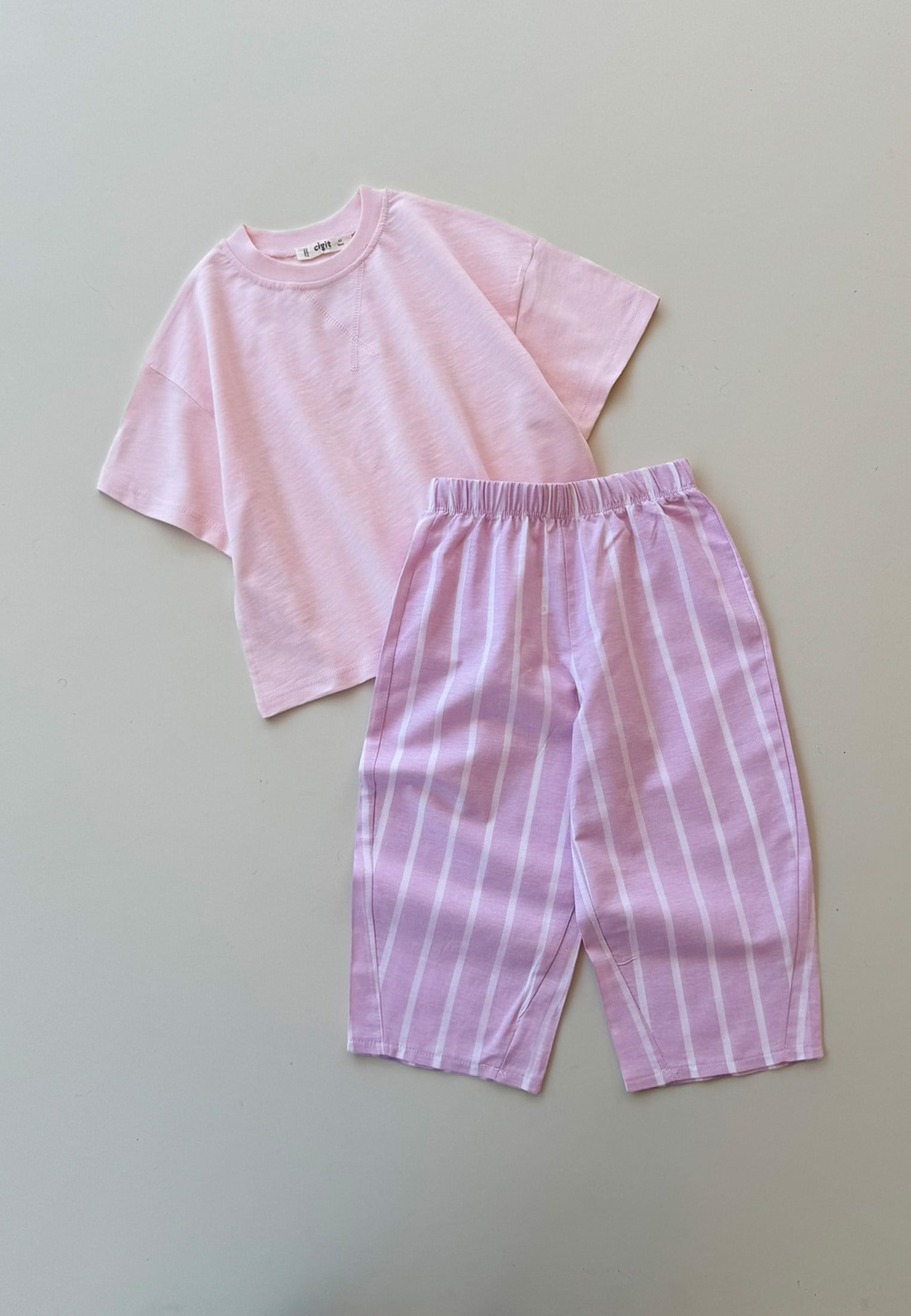 CigitOversize T-Shirt Takım 2-10 Yaş PEMBE